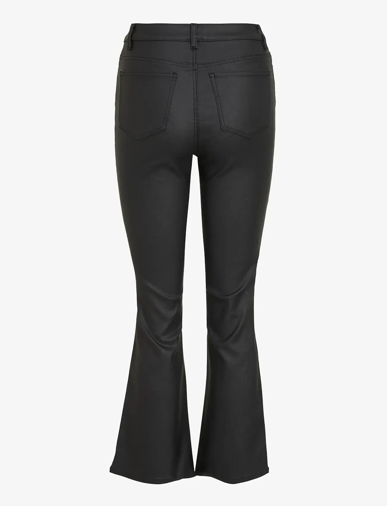 Object - OBJBELLE MW 7/8 COATED FLARED PANTS DIV - utsvängda jeans - black - 2