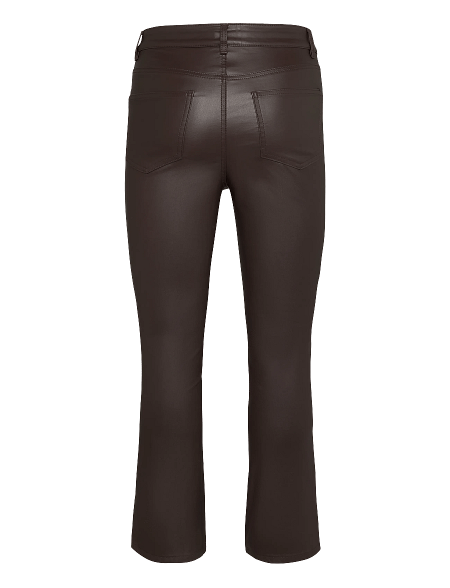 Object - OBJBELLE MW 7/8 COATED FLARED PANTS DIV - utsvängda jeans - seal brown - 1