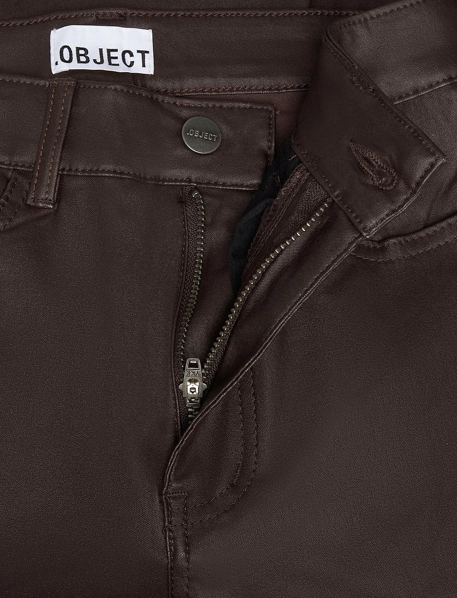 Object - OBJBELLE MW 7/8 COATED FLARED PANTS DIV - utsvängda jeans - seal brown - 2