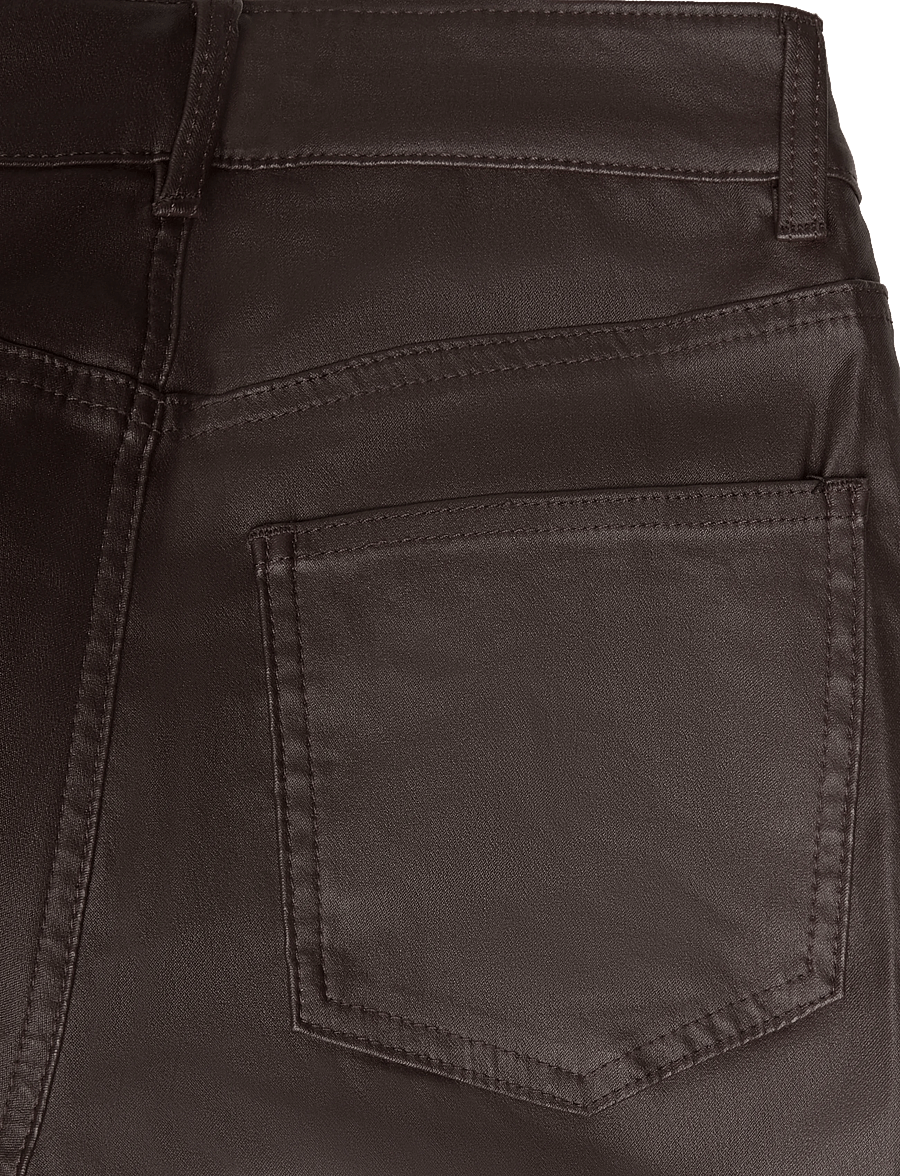 Object - OBJBELLE MW 7/8 COATED FLARED PANTS DIV - utsvängda jeans - seal brown - 4
