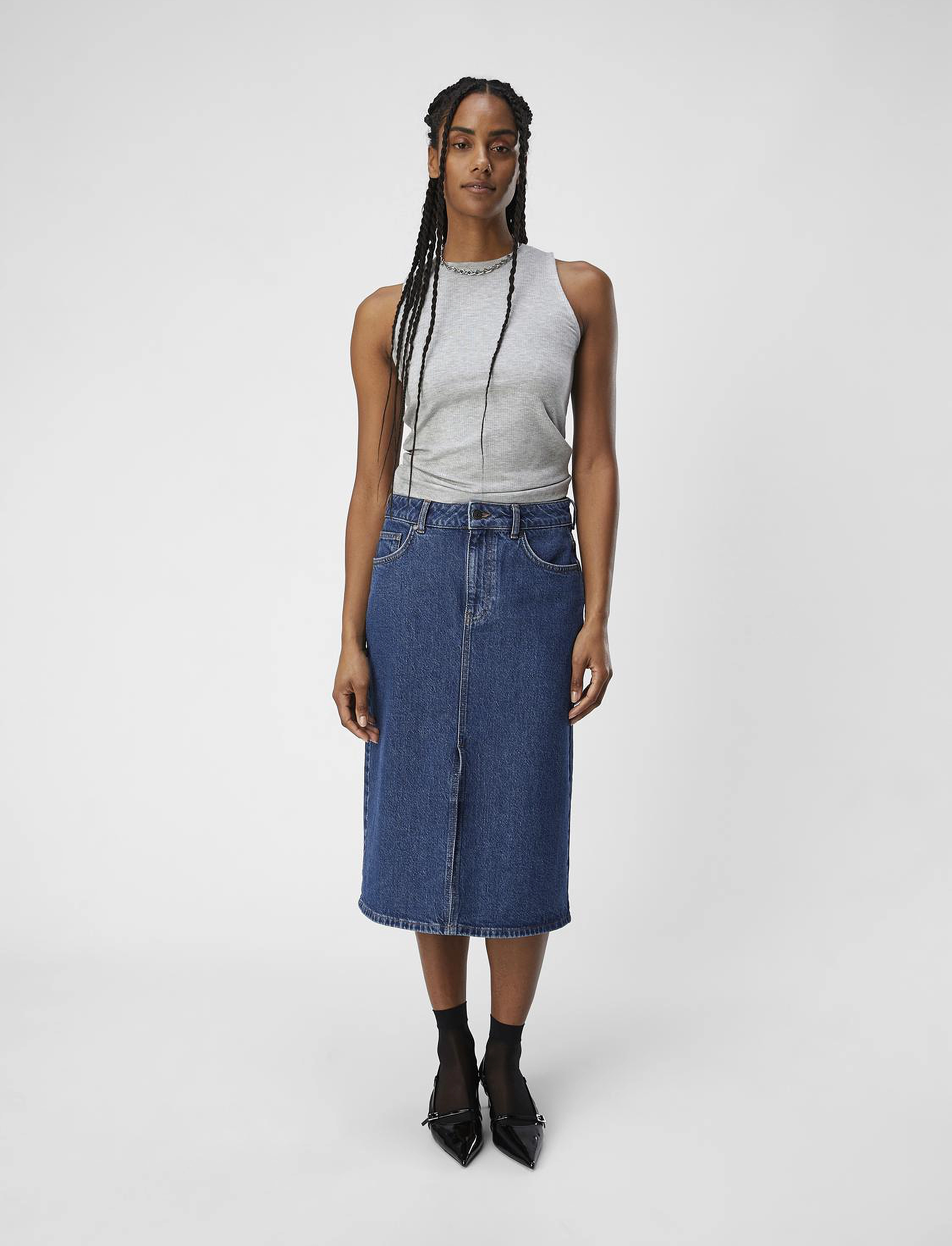 Object - OBJJAMIE S/L TANK TOP NOOS - laveste priser - light grey melange - 4