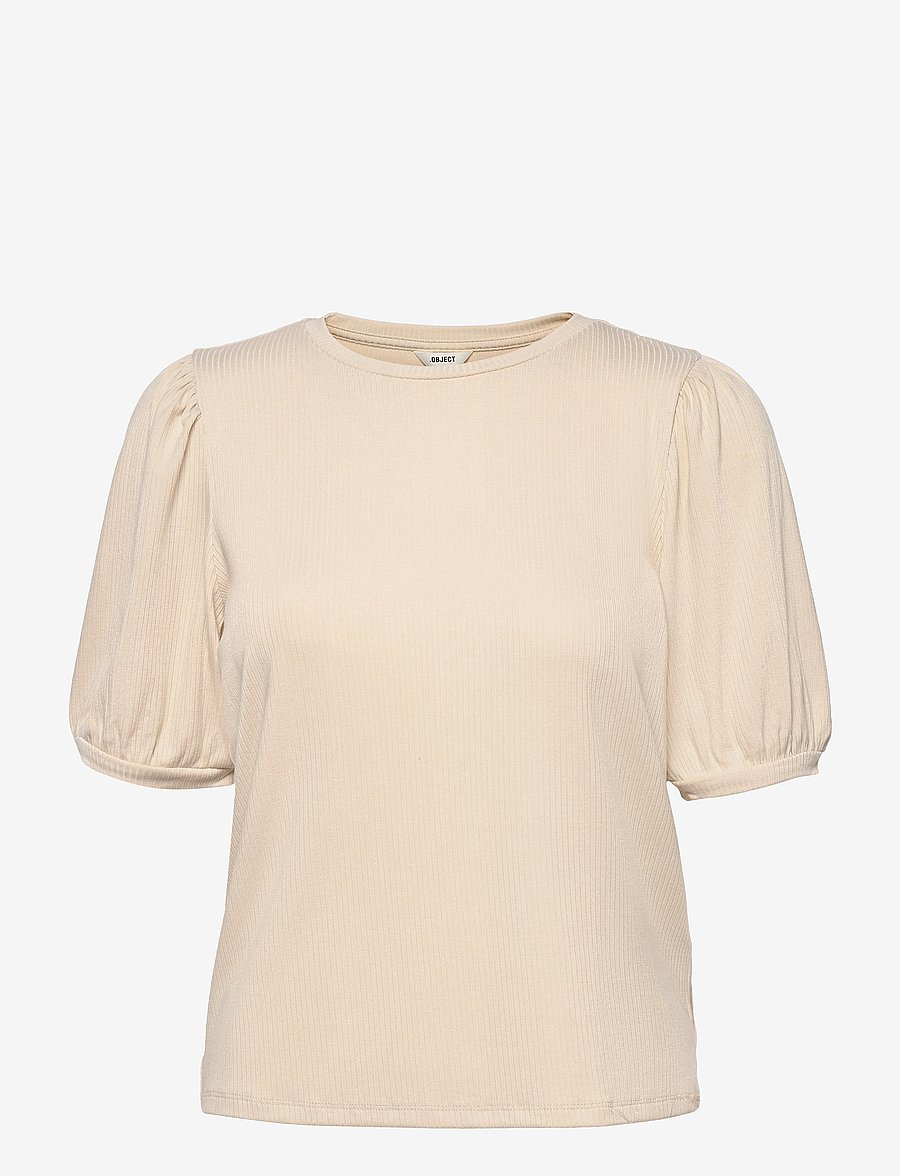 Object - OBJJAMIE S/S TOP NOOS - kortärmade blusar - sandshell - 1