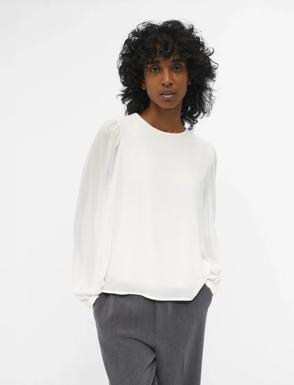 Object - OBJMILA L/S TOP - långärmade blusar - cloud dancer - 0