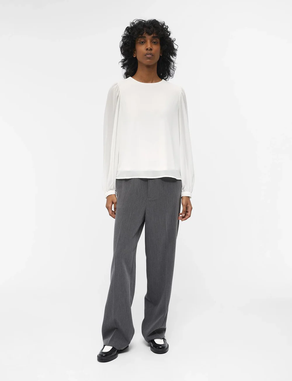 Object - OBJMILA L/S TOP - långärmade blusar - cloud dancer - 5