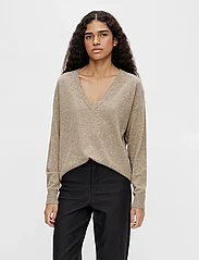 Object - OBJTHESS L/S V-NECK KNIT PULLOVER NOOS - truien - fossil - 2