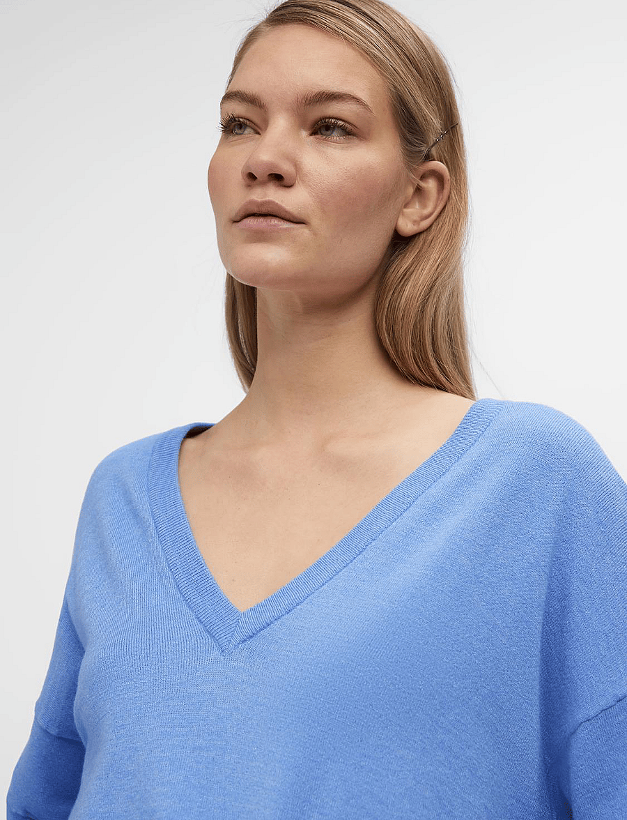 Object - OBJTHESS L/S V-NECK KNIT PULLOVER NOOS - pullover - provence - 4