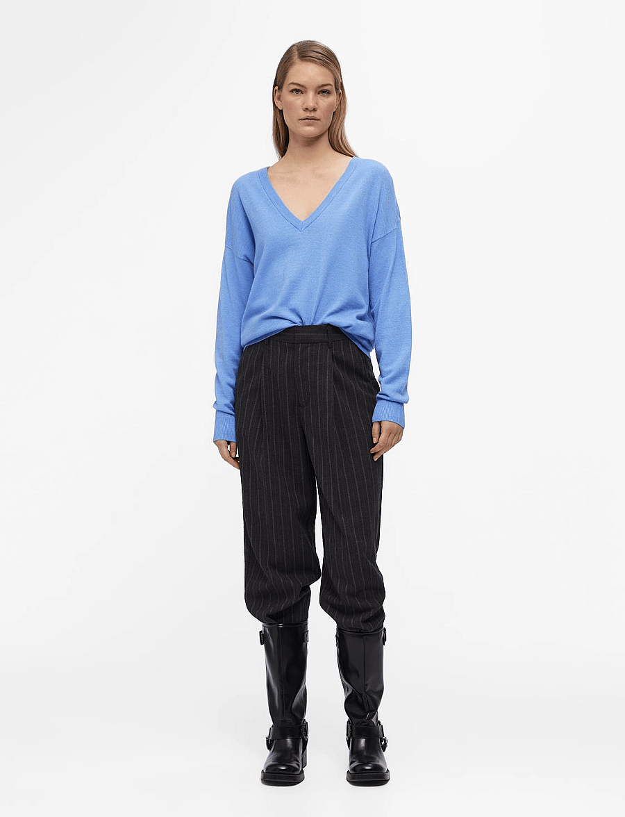Object - OBJTHESS L/S V-NECK KNIT PULLOVER NOOS - pullover - provence - 5