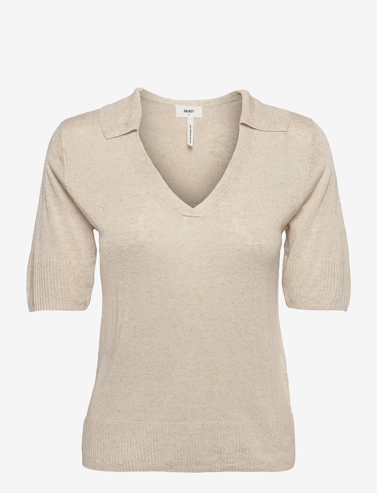 OBJTAMMY S/S  KNIT PULLOVER 114 - SANDSHELL