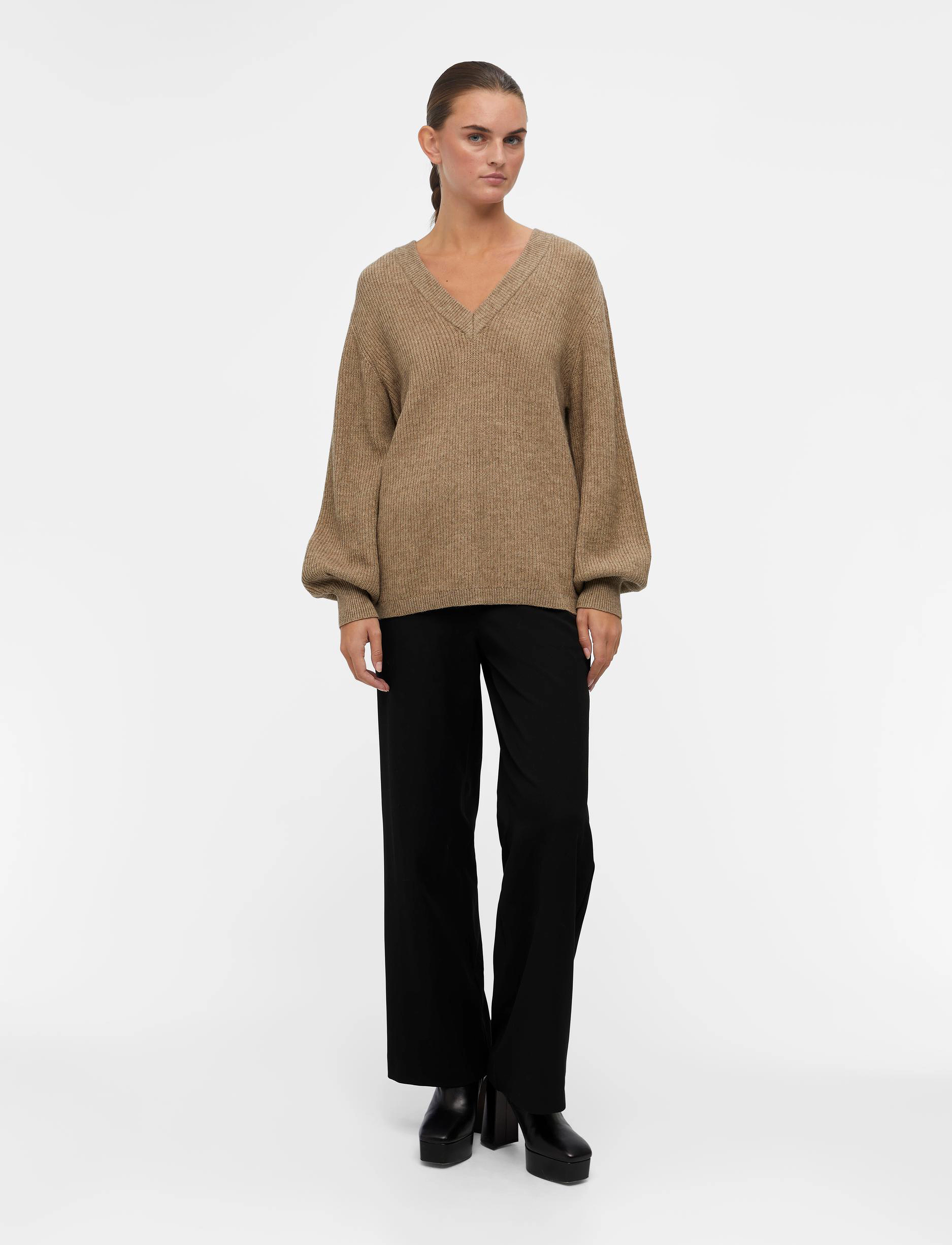 Object - OBJMALENA L/S KNIT PULLOVER - fossil - 4
