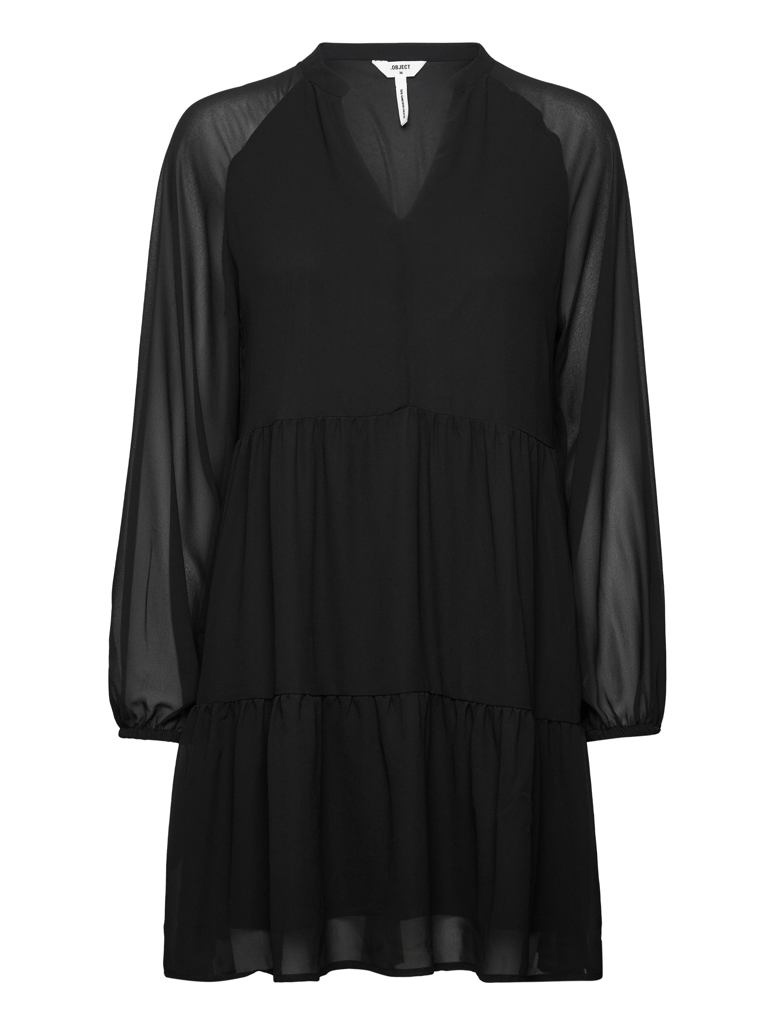 Object OBJMILA GIA L/S DRESS NOOS - Kleider - BLACK / black