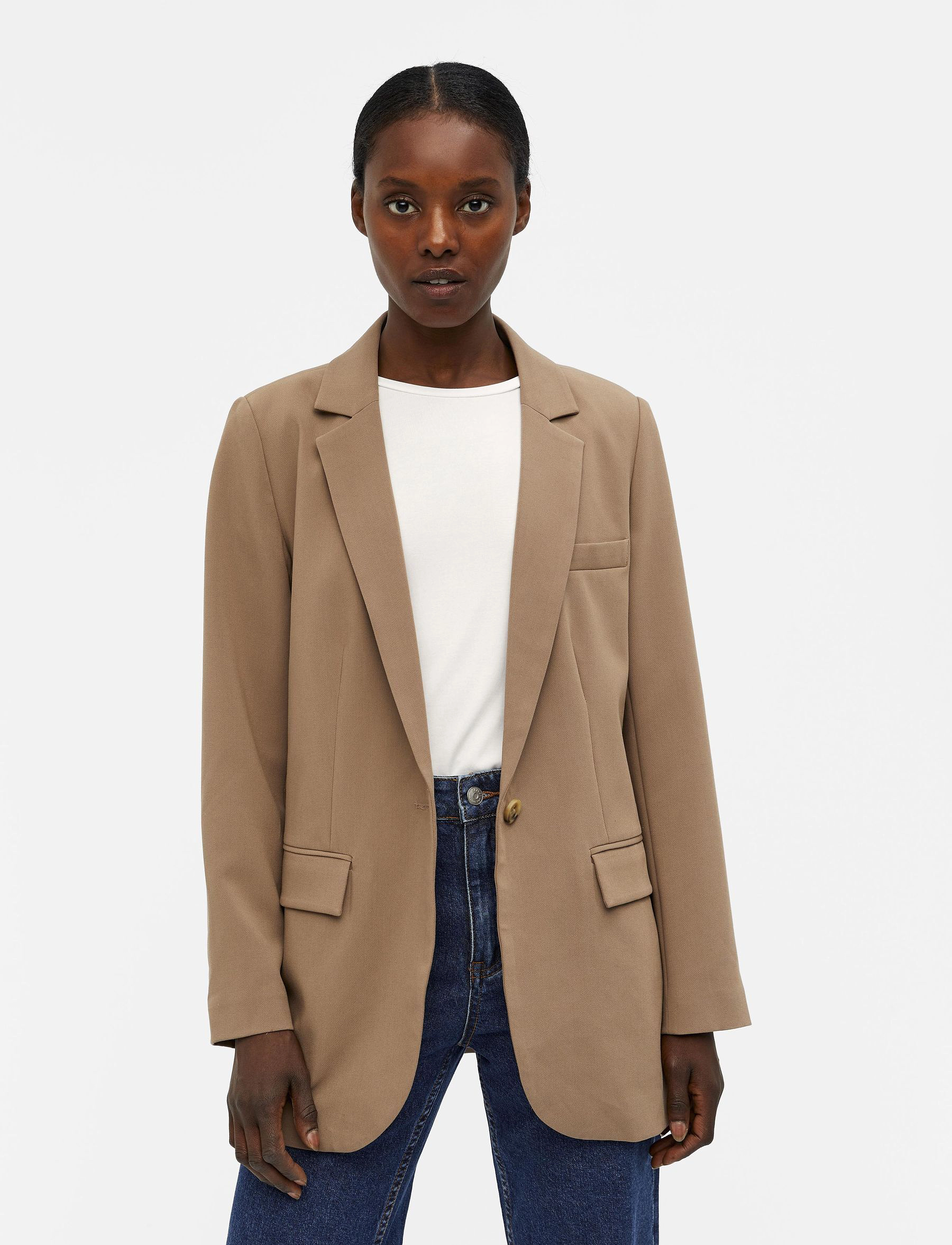 Object Objsigrid L/S Blazer Noos, 36, Blazer, Braun - Single Breasted Frauen