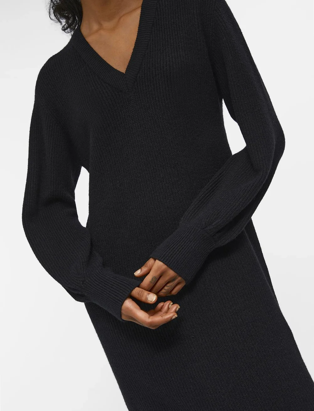 Object - OBJMALENA L/S KNIT DRESS NOOS - knitted dresses - black - 5