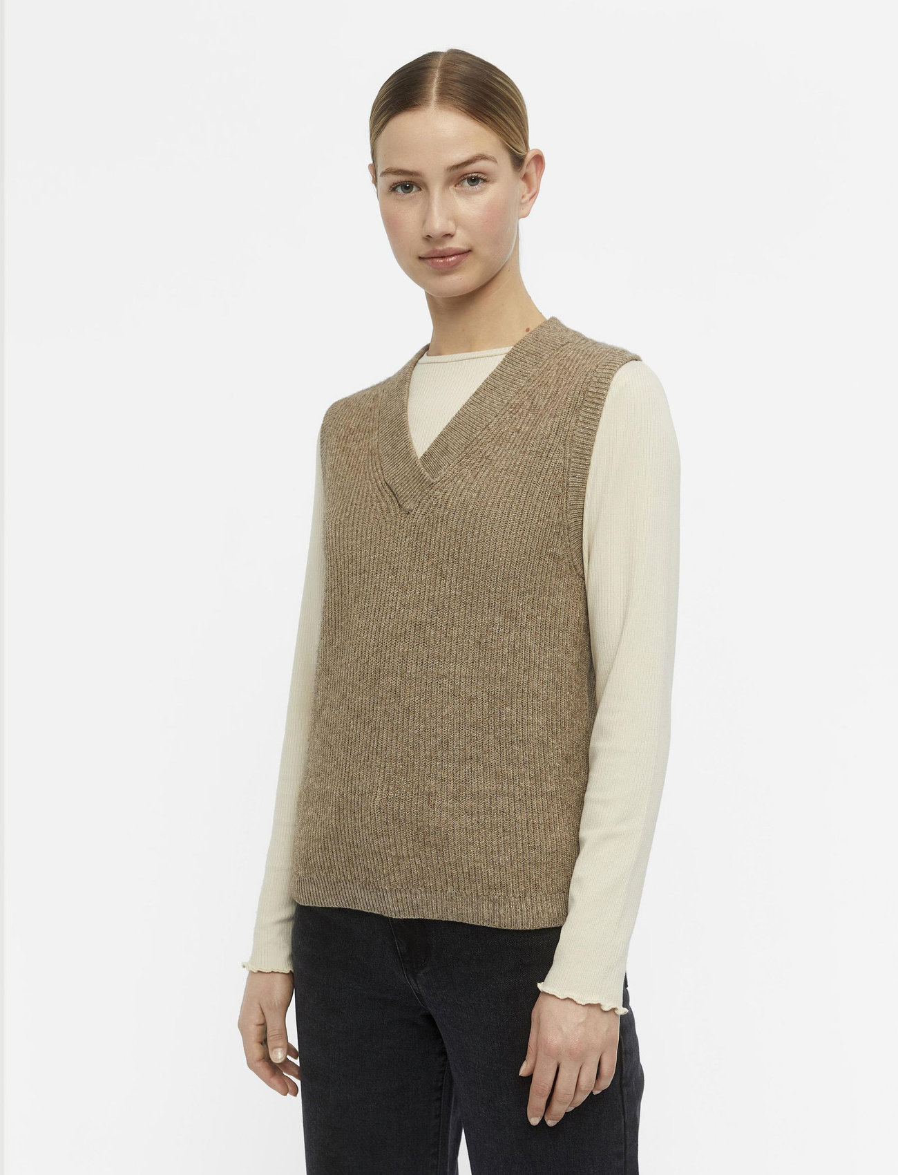 Object - OBJMALENA S/L KNIT WAISTCOAT - fossil - 0