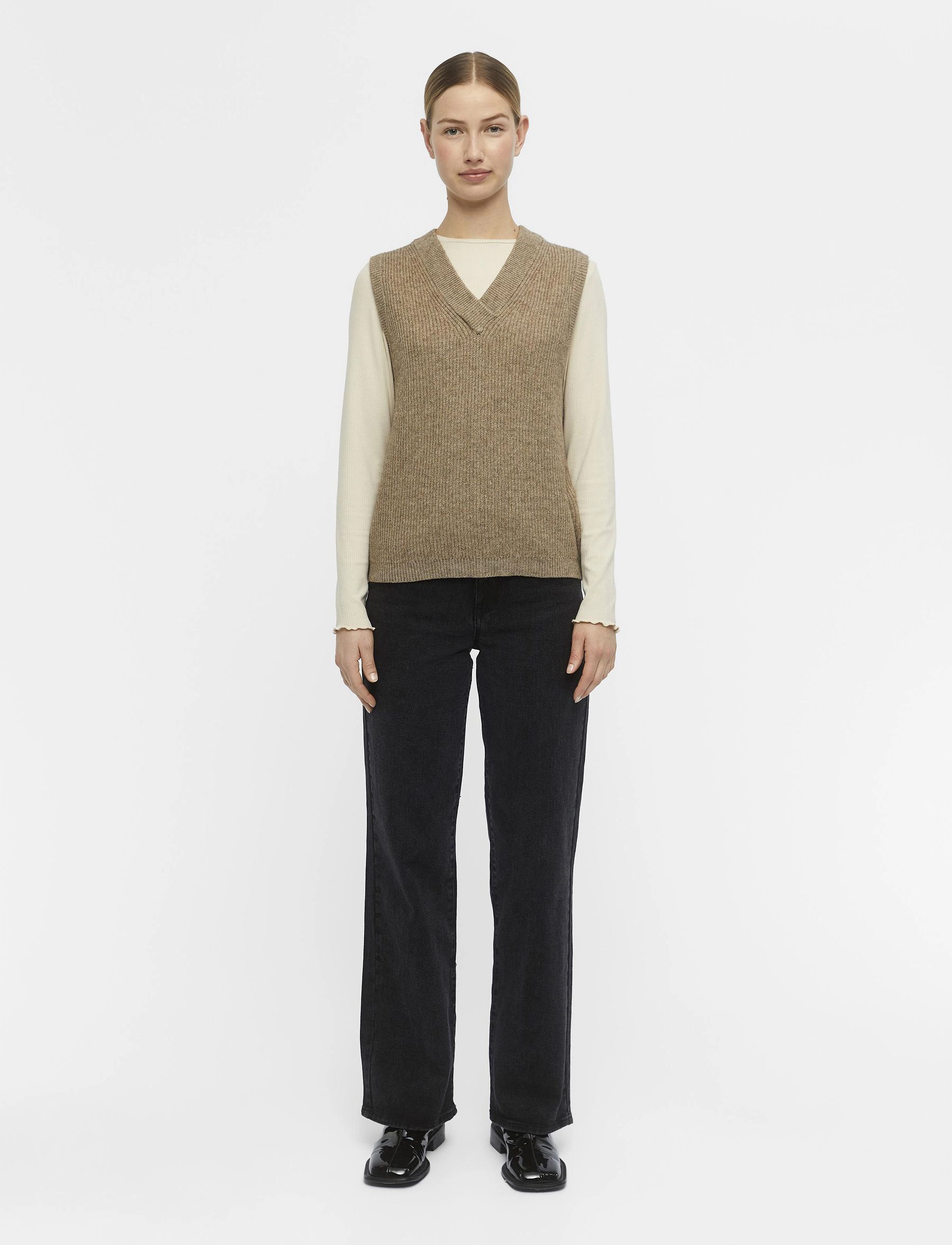 Object - OBJMALENA S/L KNIT WAISTCOAT - fossil - 3