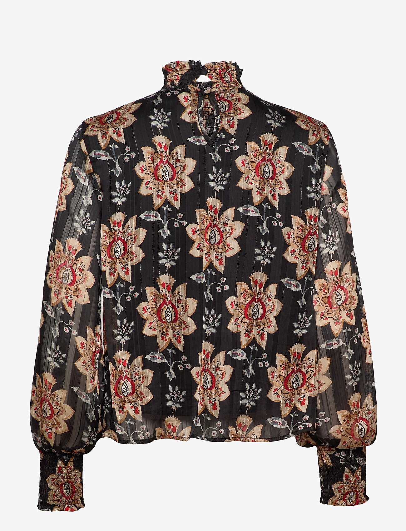 Object - OBJFLORALINA L/S SMOCK TOP A Q - black - 1