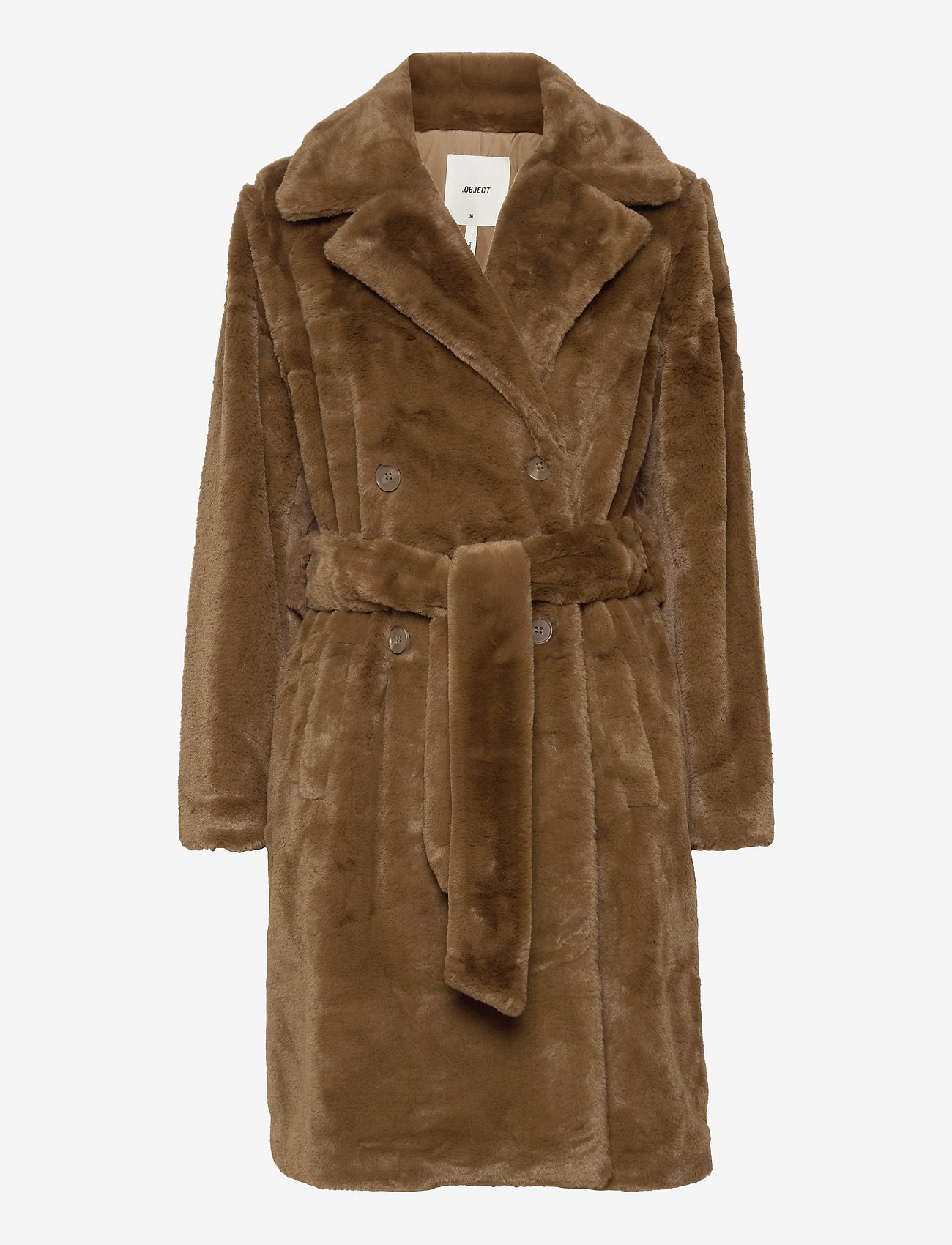 Object - OBJTILLY LONG FAUX FUR JACKET PB10 - sepia - 0