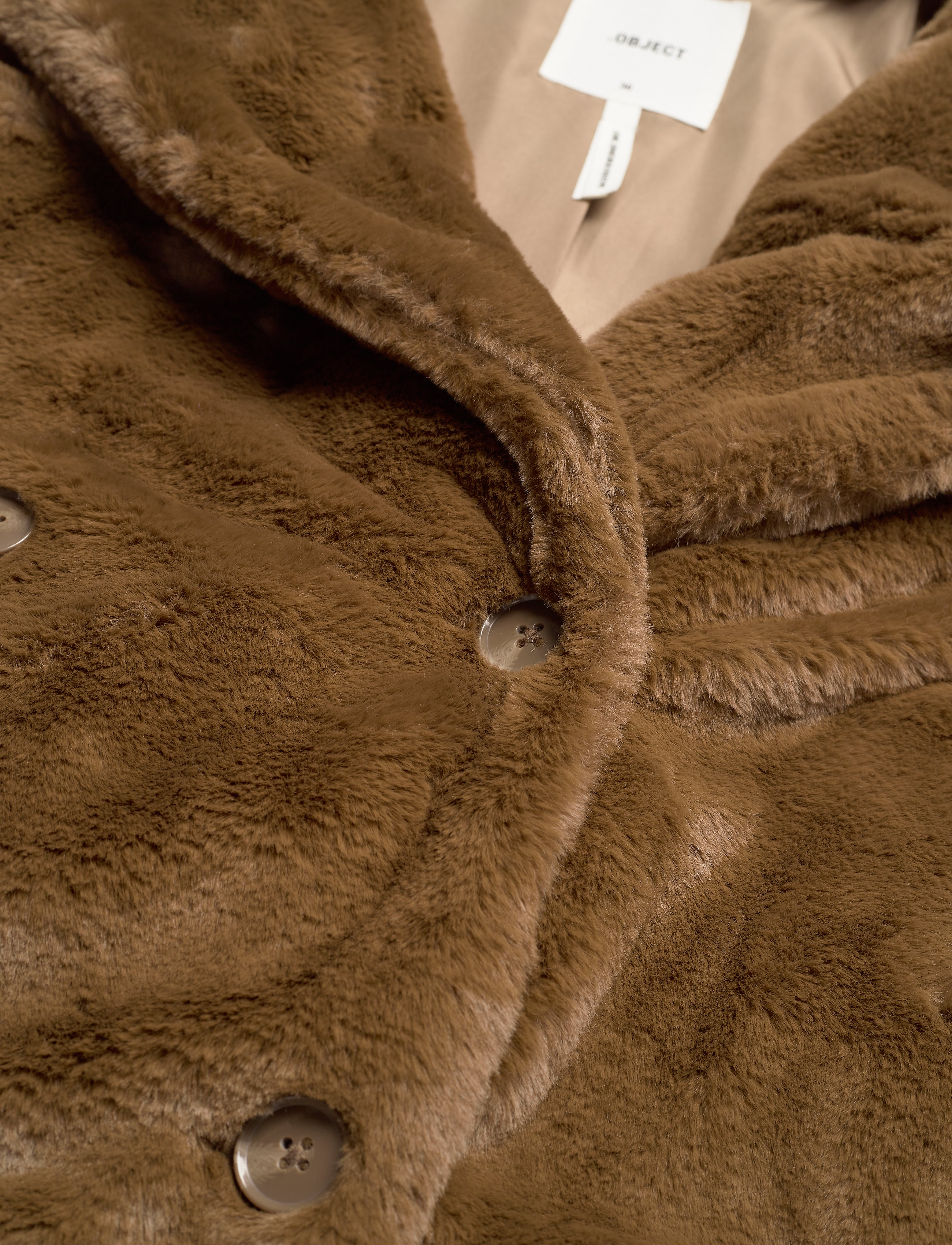 Object - OBJTILLY LONG FAUX FUR JACKET PB10 - sepia - 2