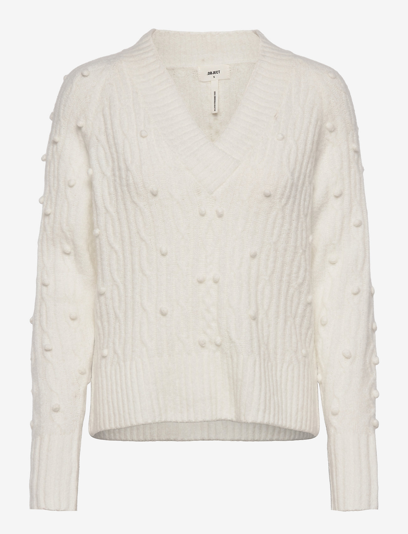 OBJCATON L/S KNIT PULLOVER 116 - CLOUD DANCER