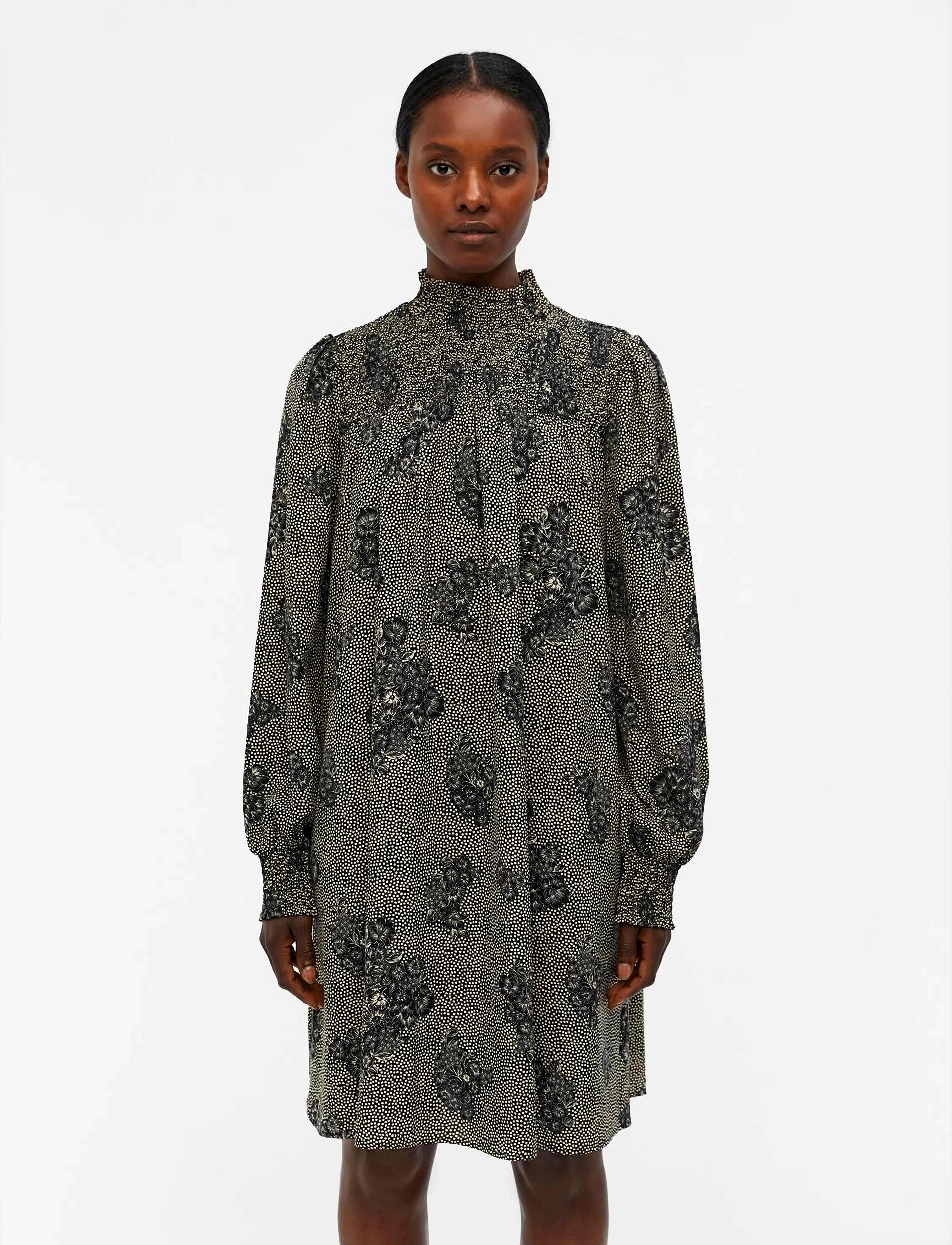 Object OBJEVELYN L/S SHORT DRESS REP - Kleidid - BLACK / multi