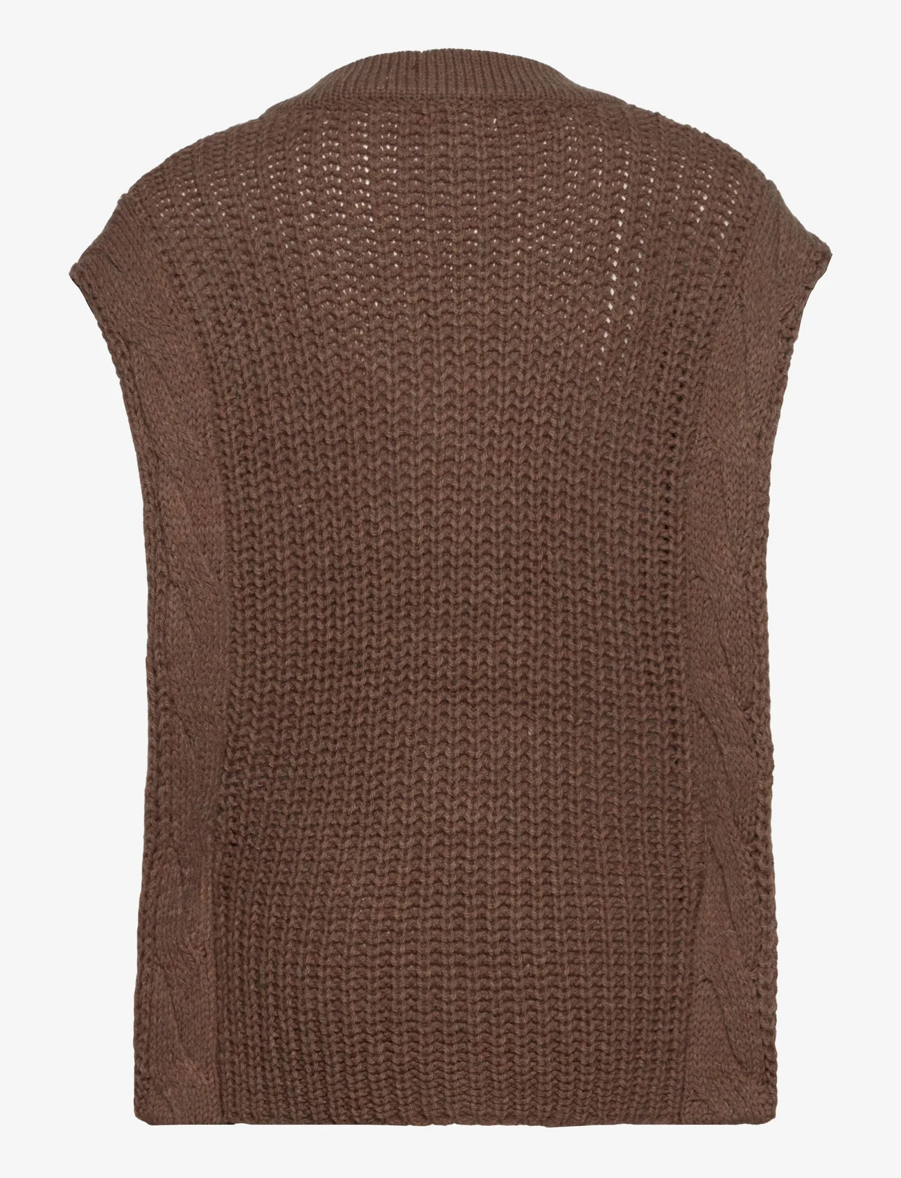 Object - OBJEVERLY S/L KNIT WAISTCOAT 117 - knitted vests - sepia - 1