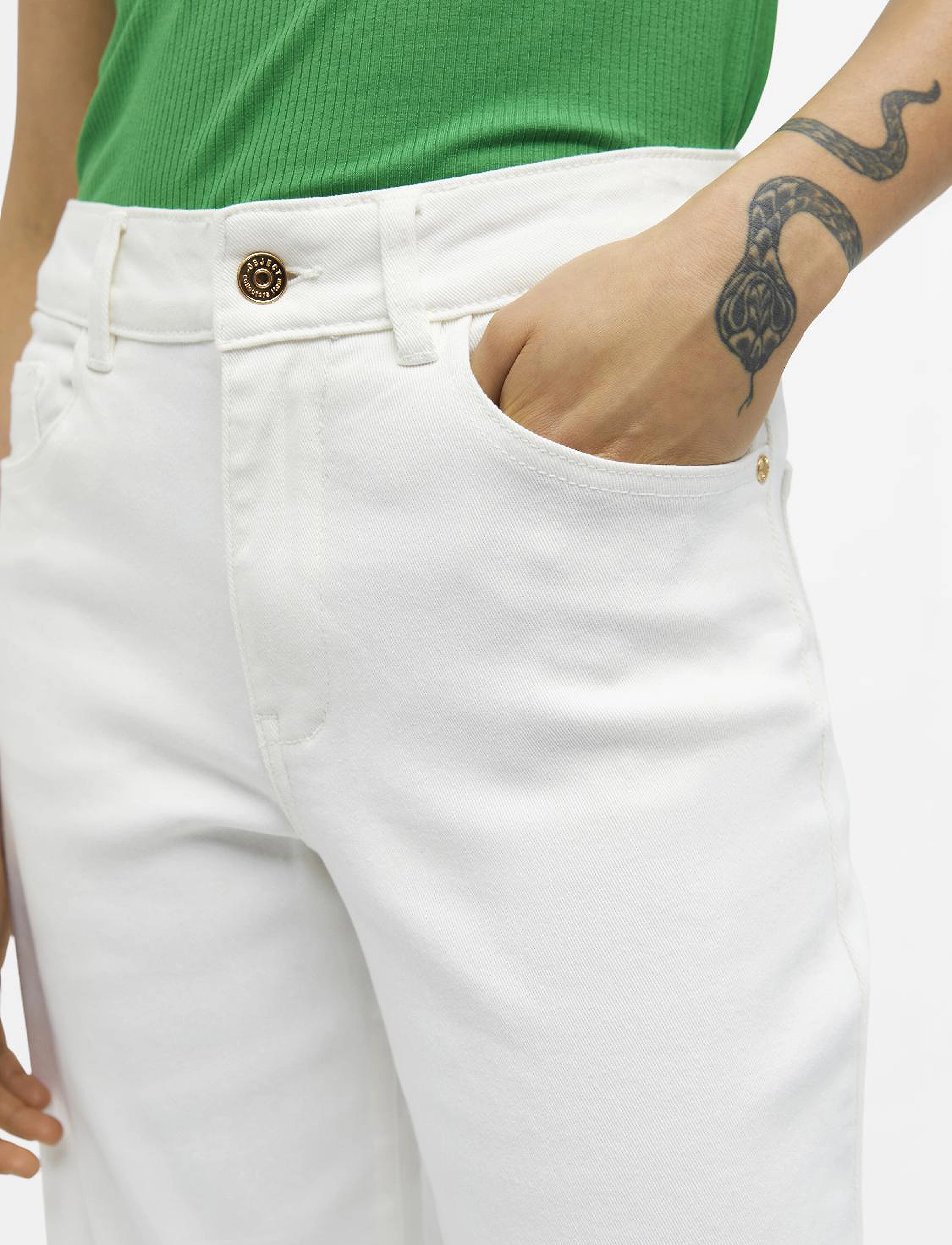 Object - OBJMARINA MW TWILL JEANS NOOS - cloud dancer - 4