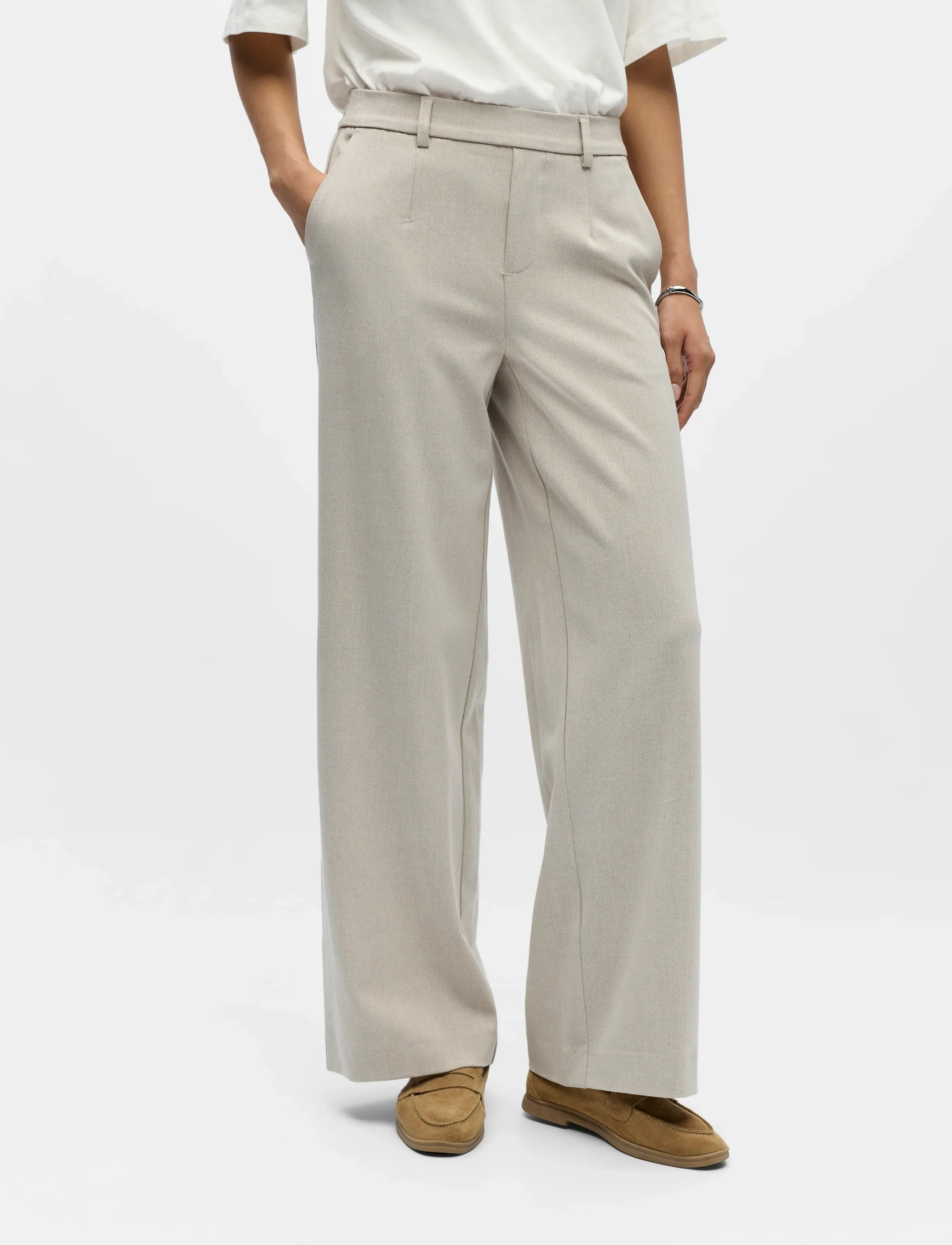 Object Objlisa Wide Pant Noos, Kvinder, Vide Ben Bukser, Cream, Str: 42