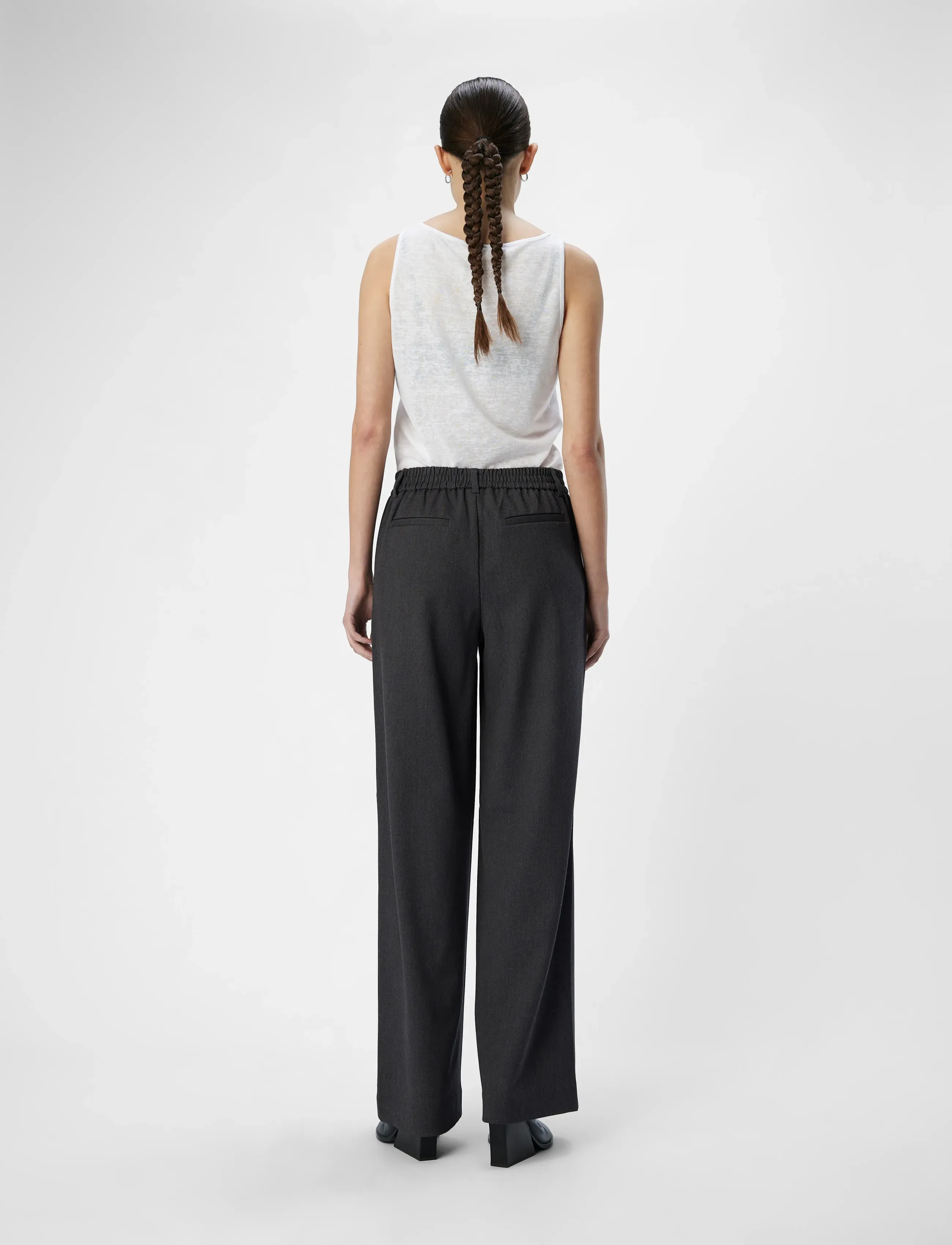 Object - OBJLISA WIDE PANT NOOS - kostymbyxor - medium grey melange - 2