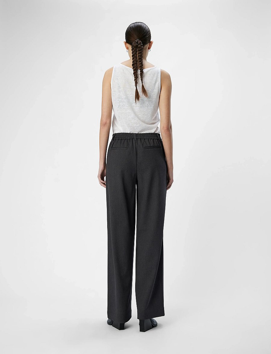 Object - OBJLISA WIDE PANT NOOS - kostymbyxor - medium grey melange - 2
