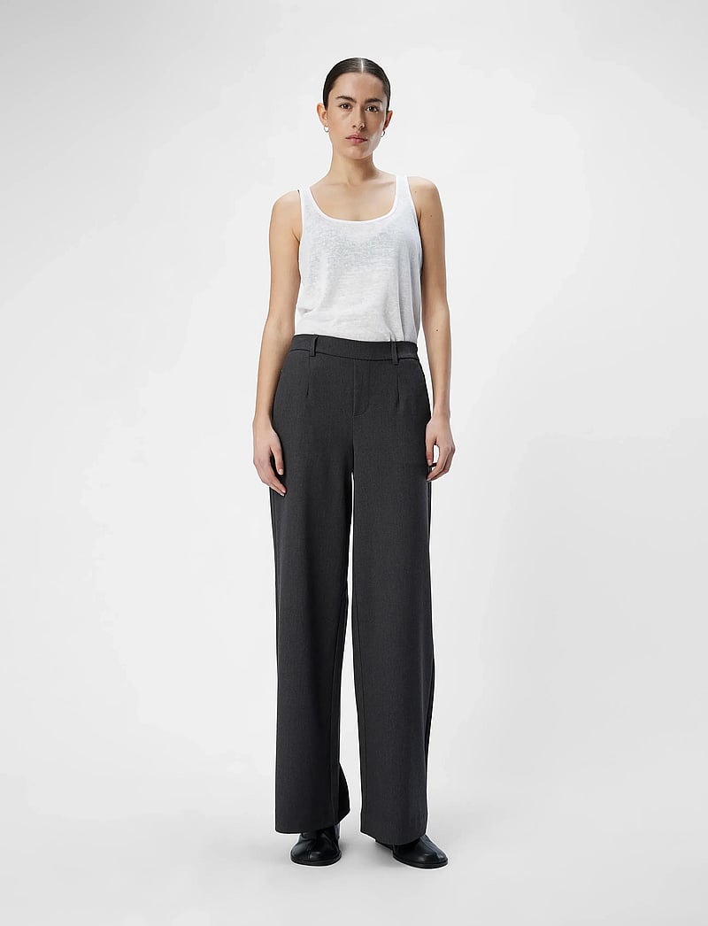Object - OBJLISA WIDE PANT NOOS - habitbukser - medium grey melange - 3