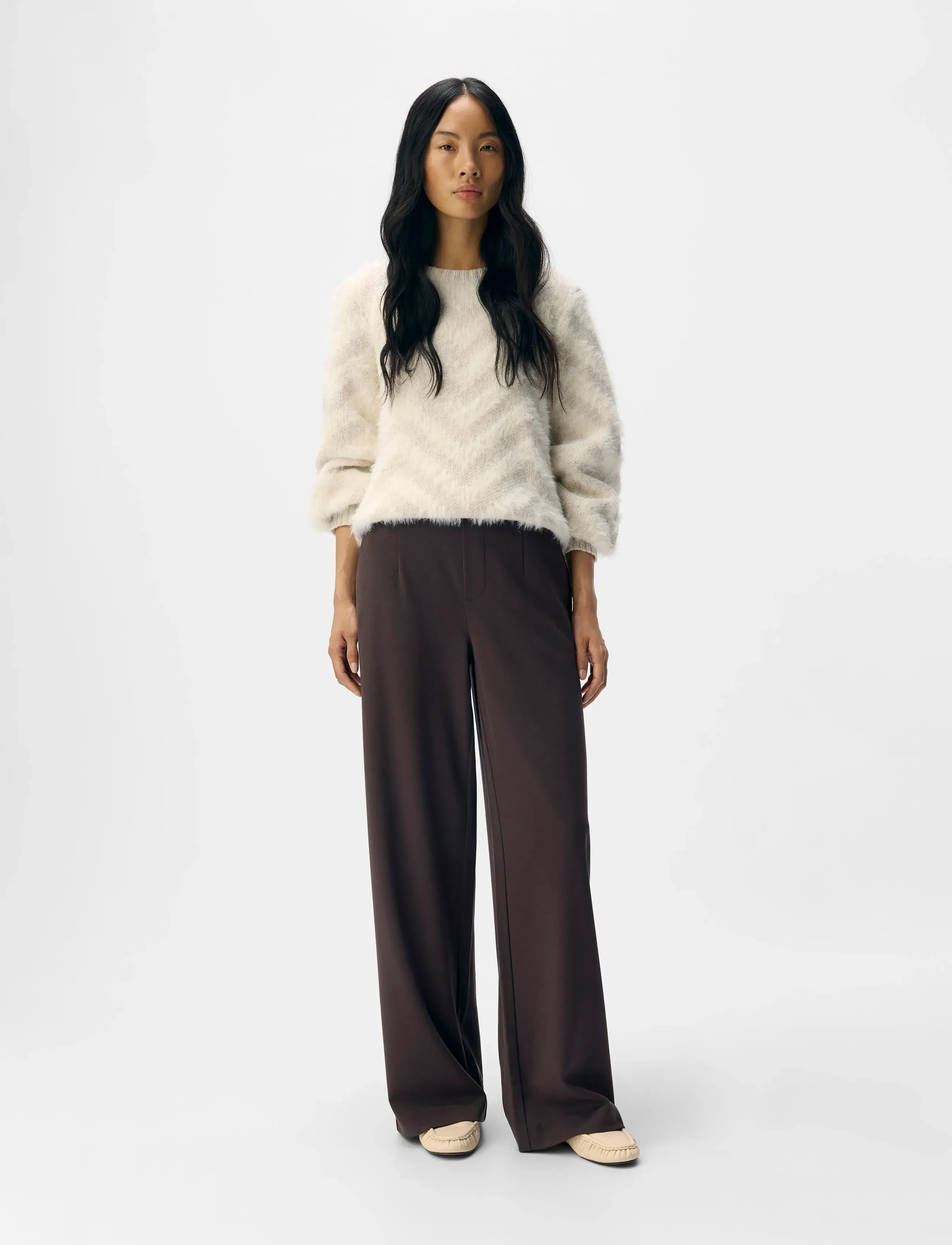 Object Objlisa Wide Pant Noos, Kvinder, Vide Ben Bukser, Brun, Str: 40