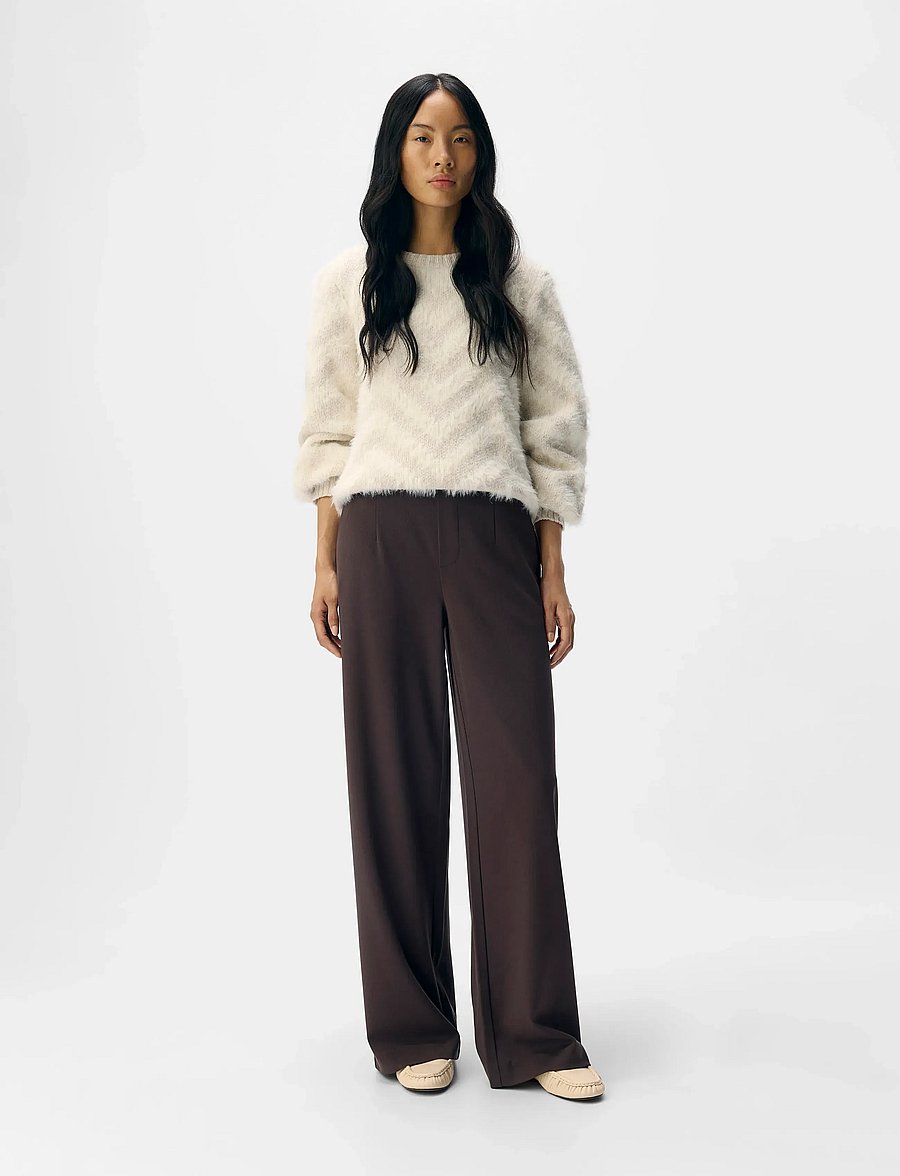 Object - OBJLISA WIDE PANT NOOS - kostymbyxor - seal brown - 0
