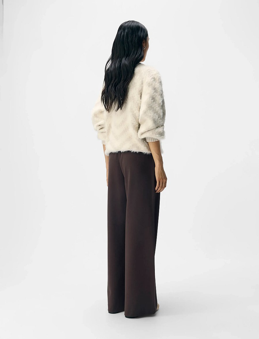 Object - OBJLISA WIDE PANT NOOS - kostymbyxor - seal brown - 2
