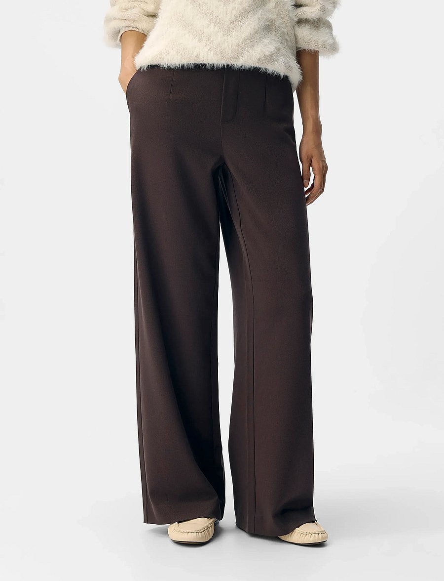 Object - OBJLISA WIDE PANT NOOS - kostymbyxor - seal brown - 4