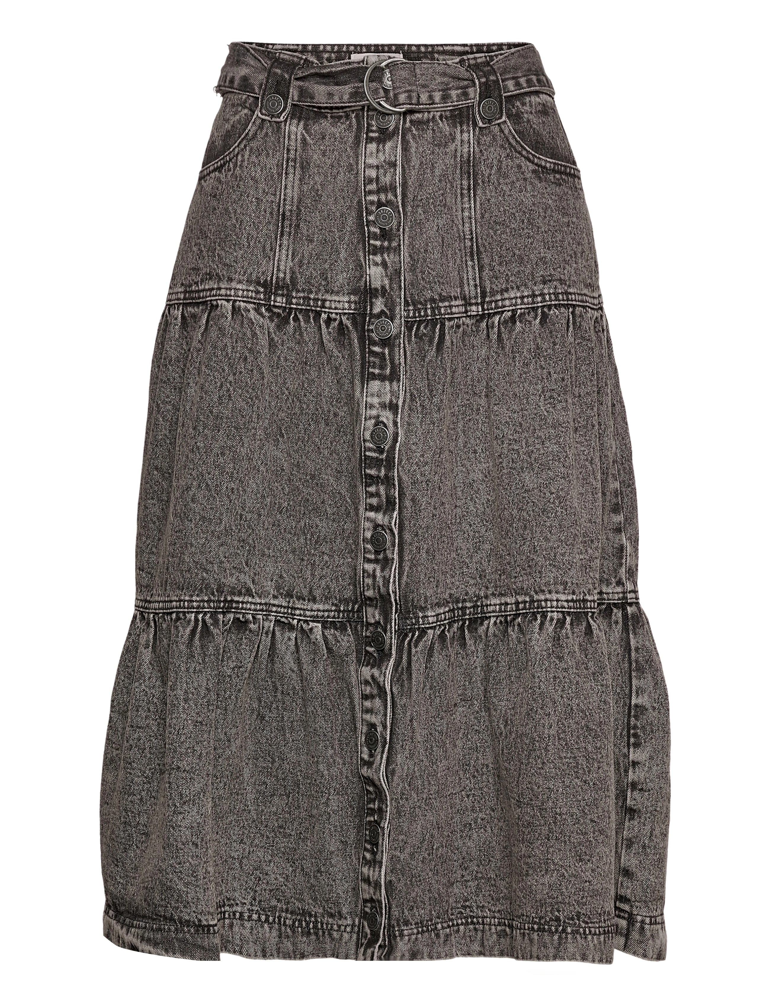 OBJSANNI DENIM HW CALF SKIRT 120 .C - BLACK DENIM