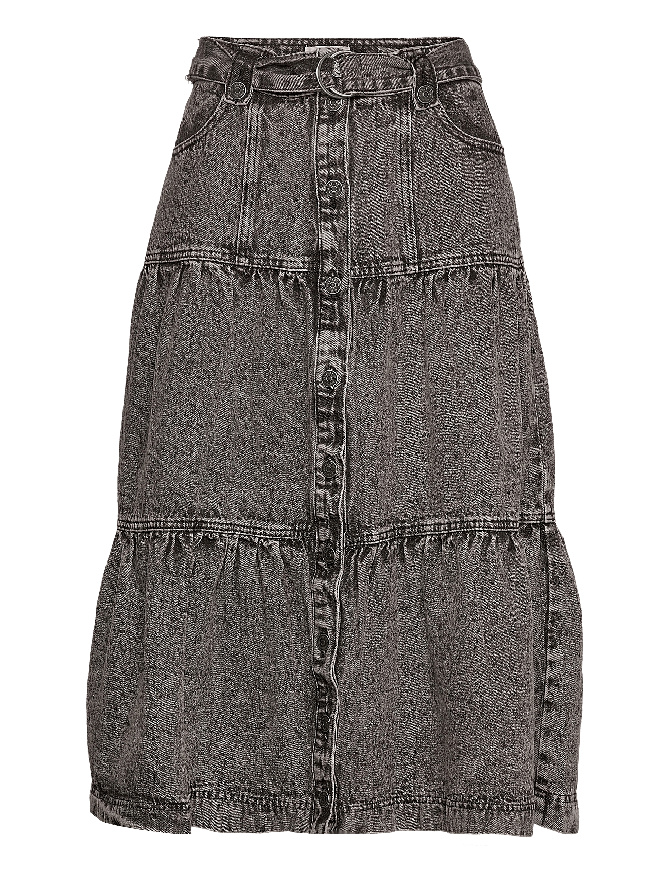 OBJSANNI DENIM HW CALF SKIRT 120 .C - BLACK DENIM