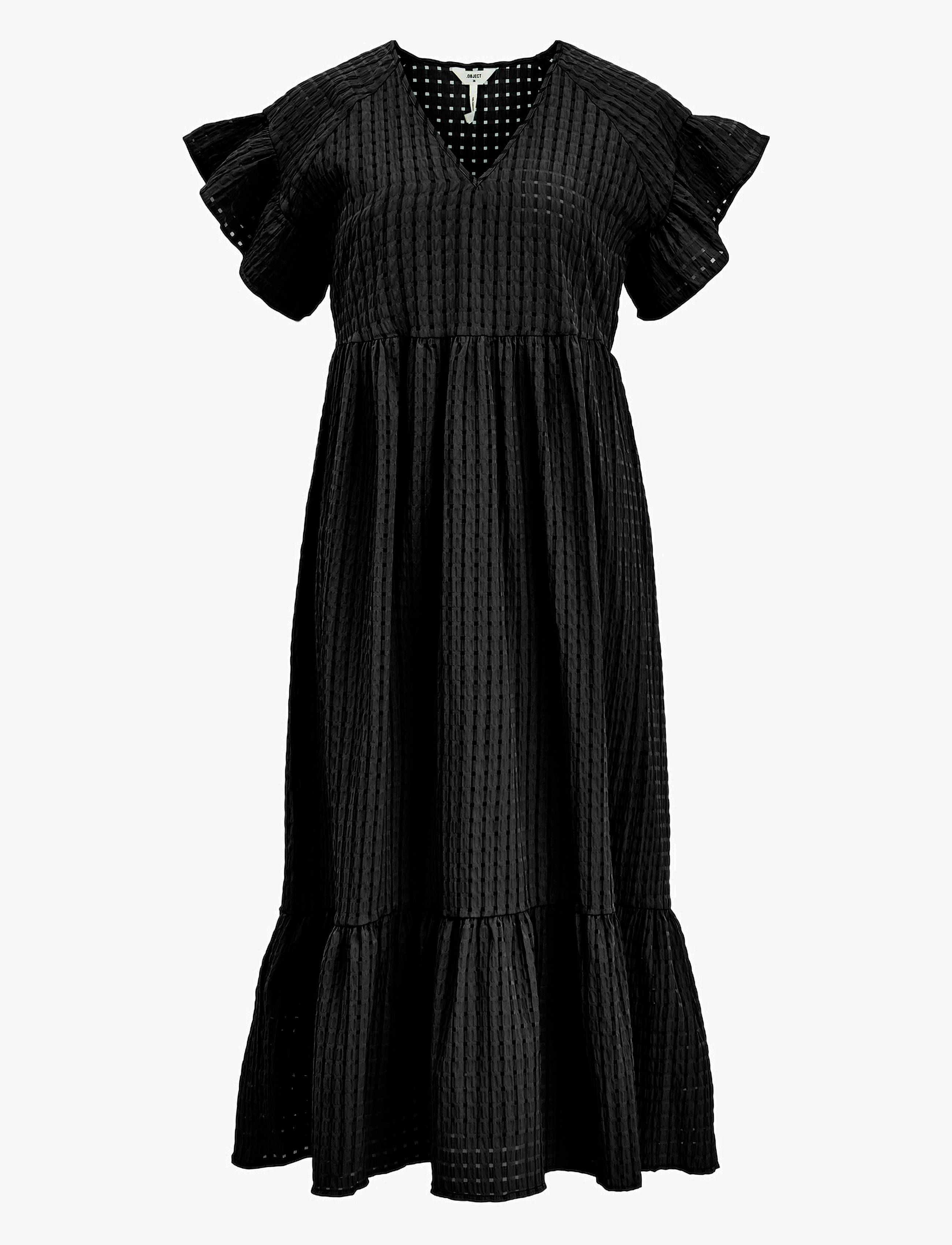 Object OBJVITA S/S LONG DRESS REP - Kleidung - BLACK / black