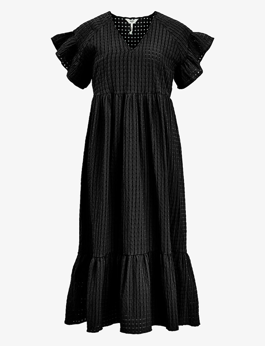 Object - OBJVITA S/S LONG DRESS REP - rippijuhlat - black - 1