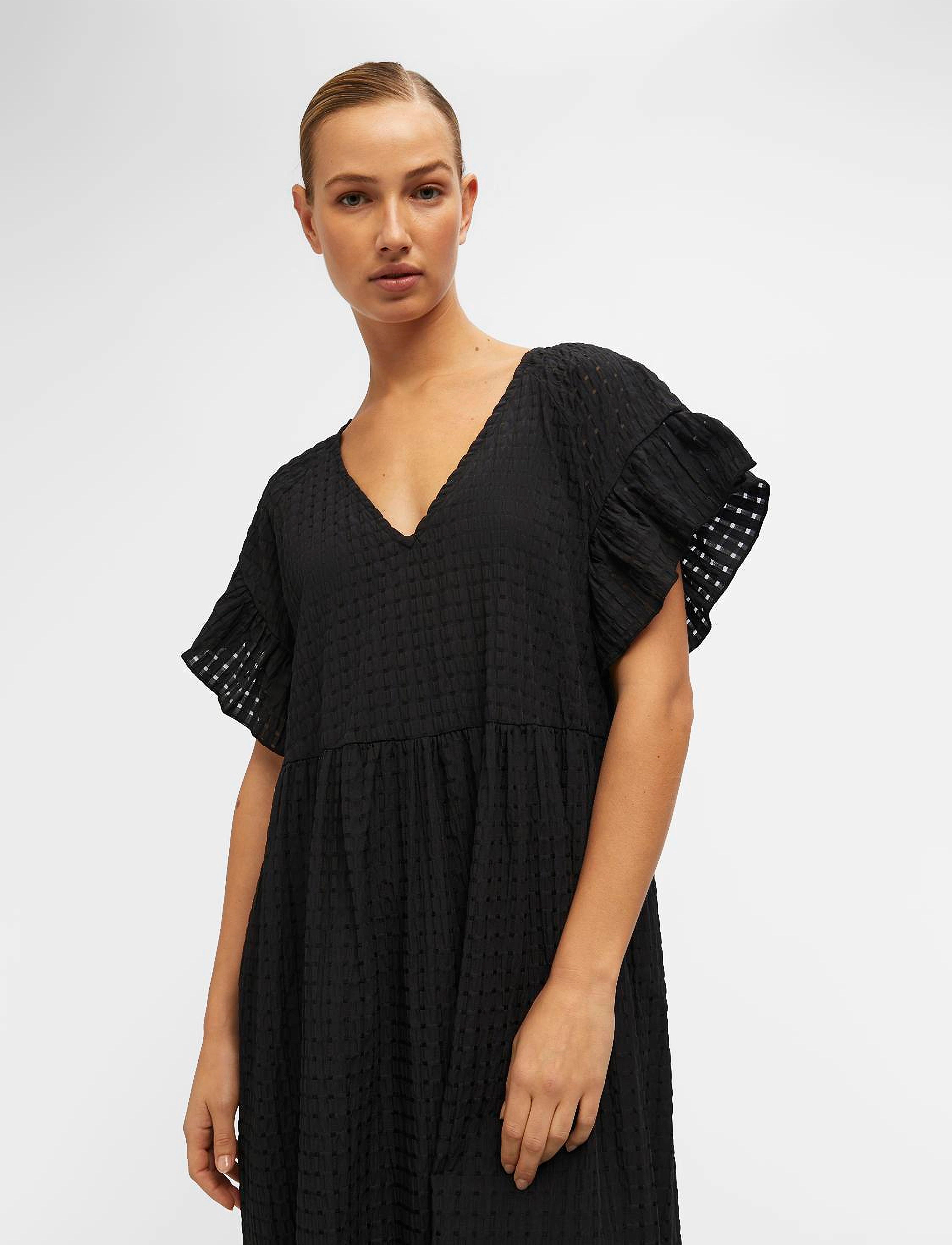 Object - OBJVITA S/S LONG DRESS REP - confirmation - black - 3