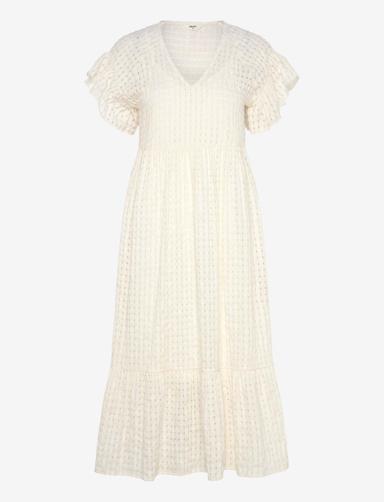 Object - OBJVITA S/S LONG DRESS REP - sommerkjoler - cloud dancer - 0