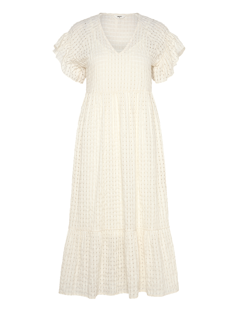 Object - OBJVITA S/S LONG DRESS REP - summer dresses - cloud dancer - 0