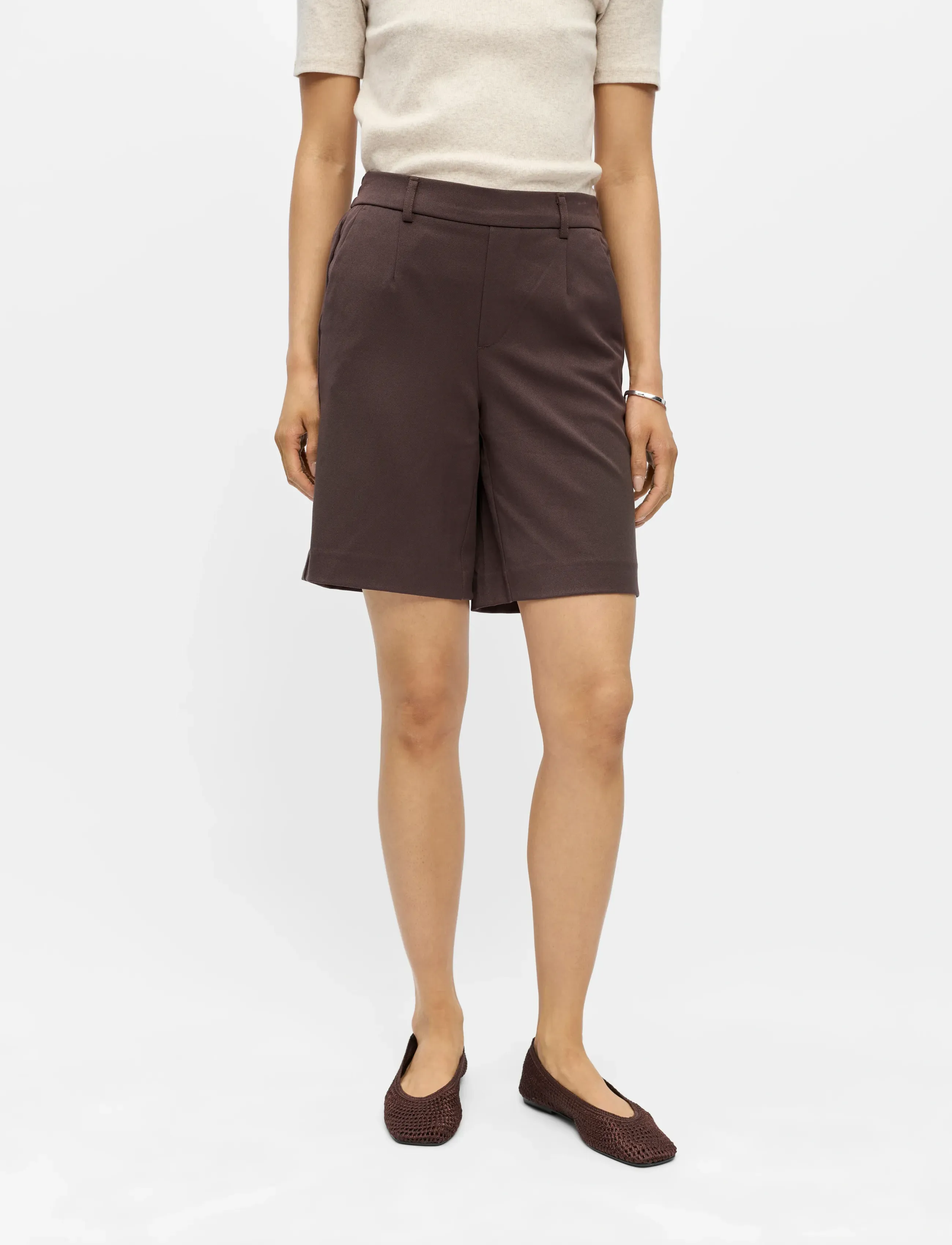Object Objlisa Mw Wide Shorts Noos, 34, Brown, Shorts > Afslappede Shorts, Dame