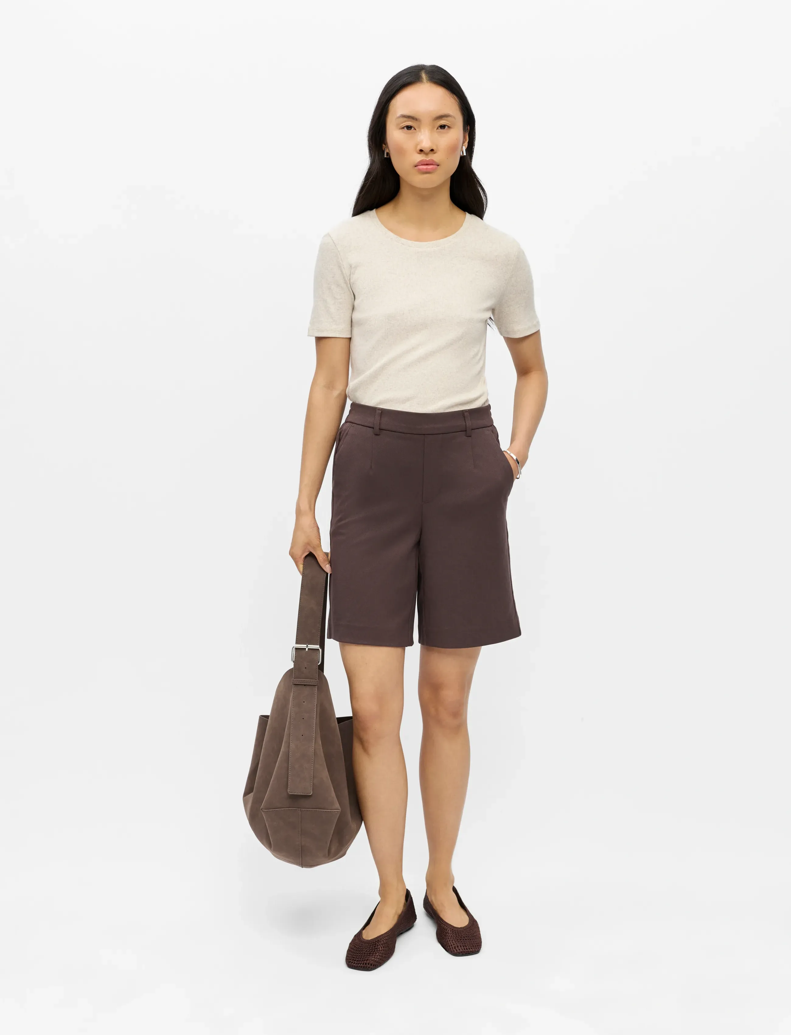 Object - OBJLISA MW WIDE SHORTS NOOS - casual shorts - seal brown - 4