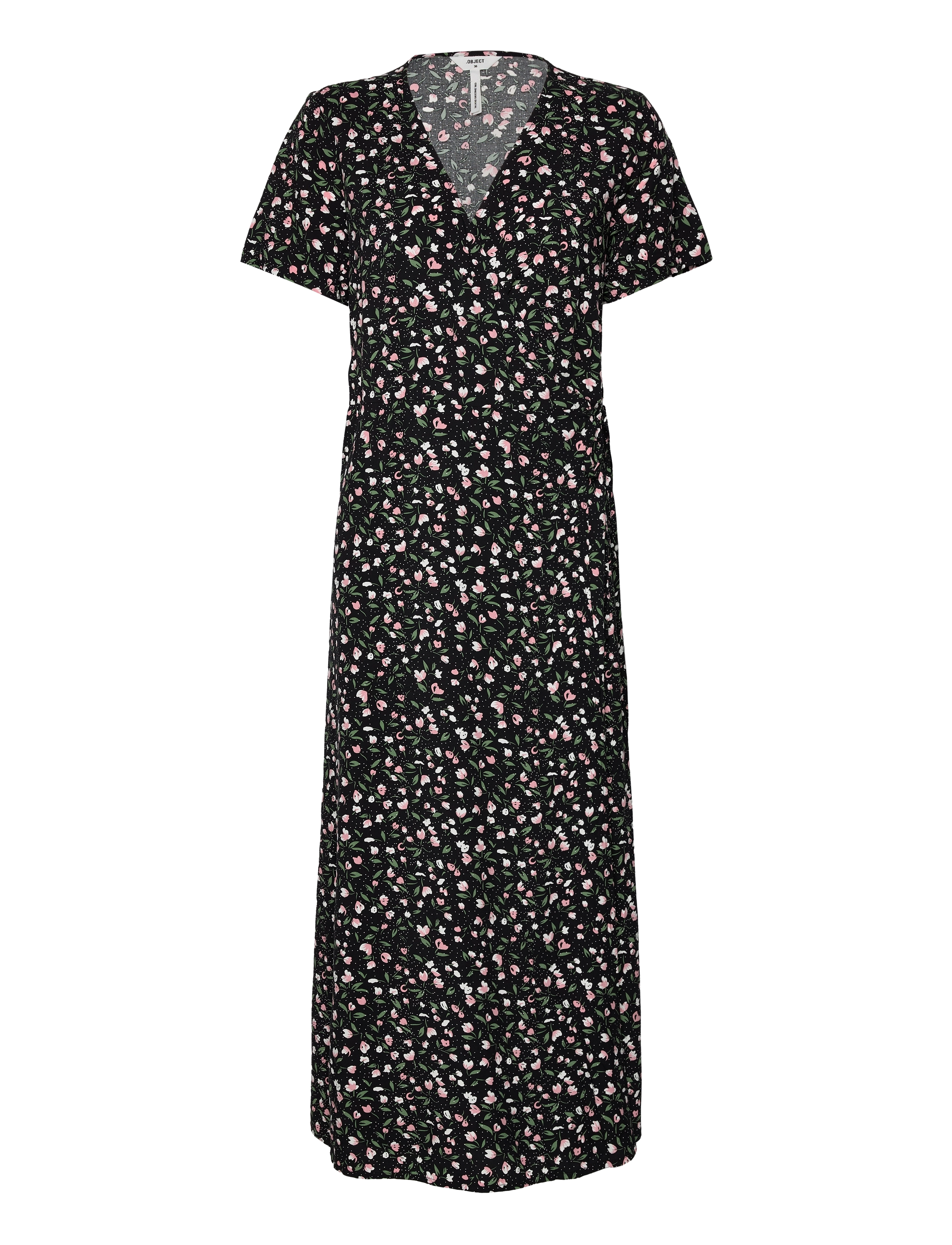 OBJECT Objema Elise S/S Long Wrap Kleid Rep . C Schwarz - 34 - Damen