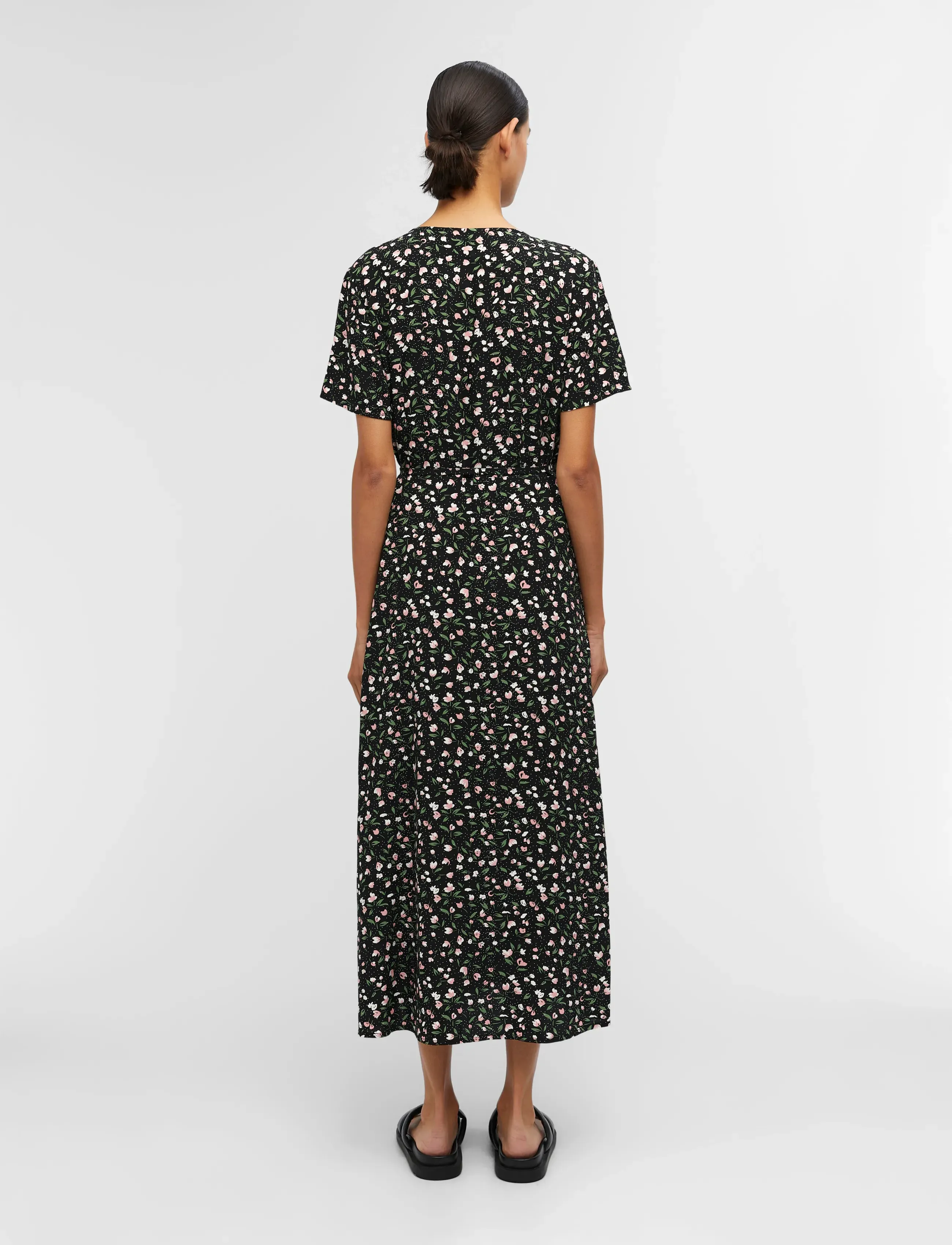 Object - OBJEMA ELISE S/S LONG WRAP DRESS REP . C - laveste priser - black - 3