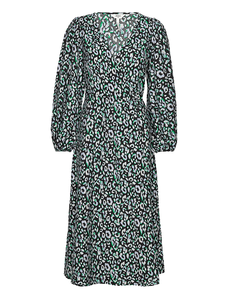 Object - OBJLEONORA L/S WRAP MIDI DRESS NOOS - omlottklänningar - black - 1
