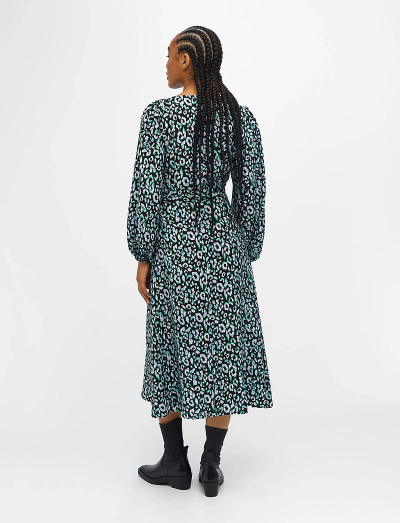 Object - OBJLEONORA L/S WRAP MIDI DRESS NOOS - omlottklänningar - black - 3