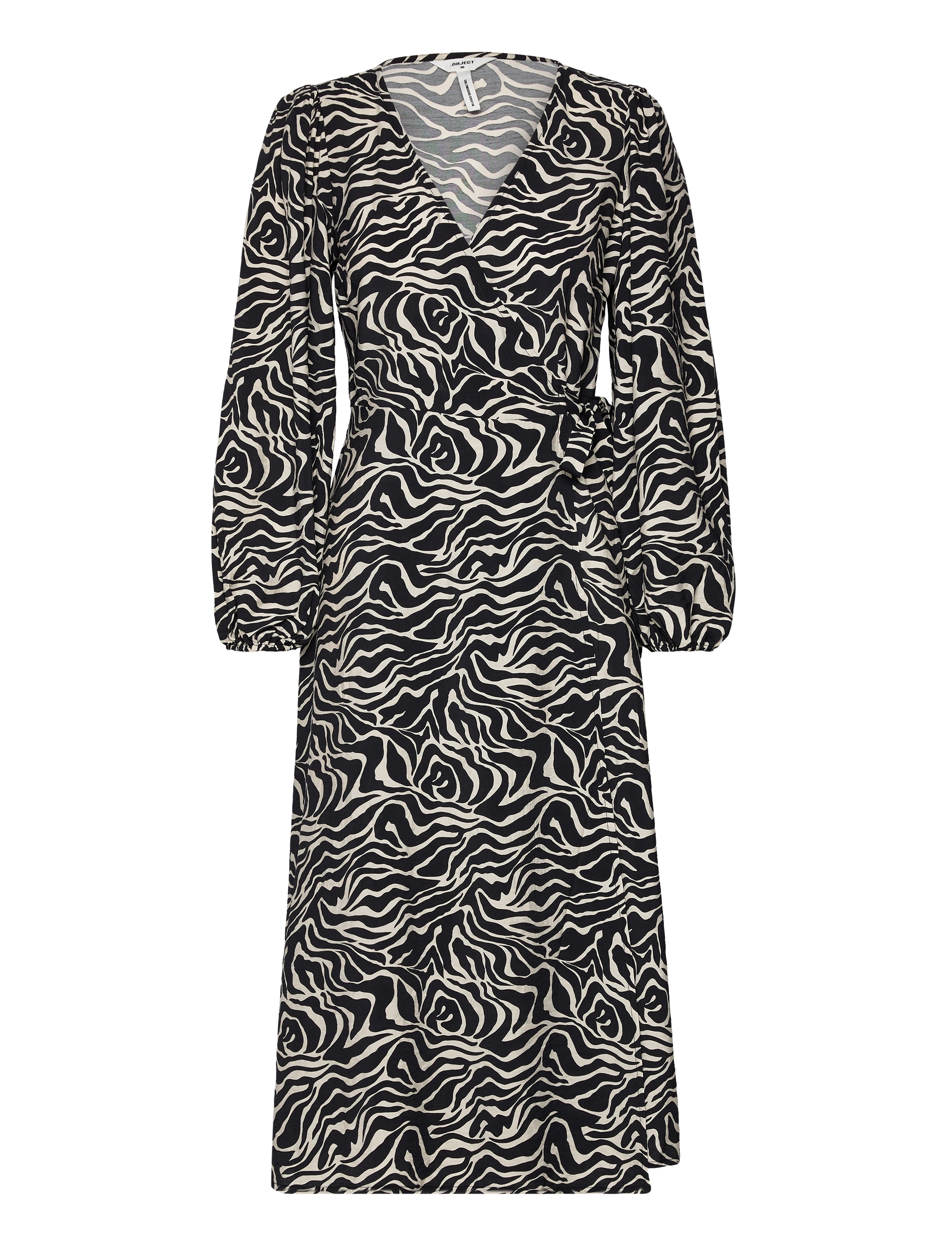 OBJECT Objleonora L/S Wrap Midi Kleid Noos Schwarz - 36 - Damen
