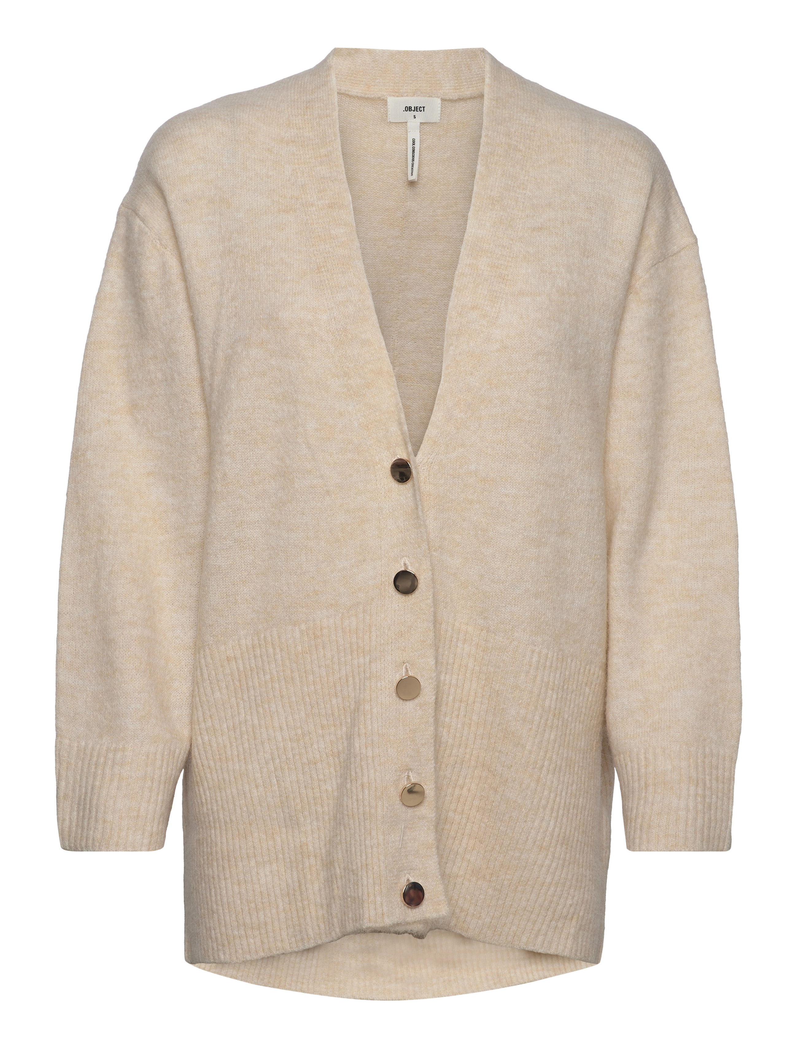 Object - OBJABBIE L/S KNIT CARDIGAN PB12 - sandshell - 0