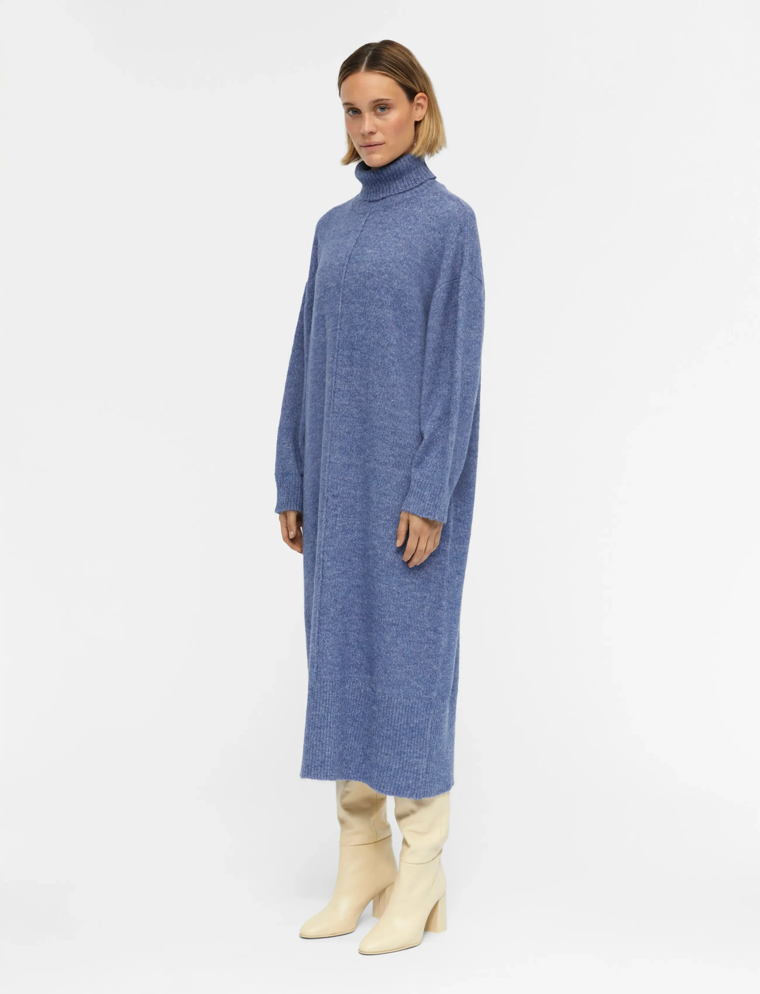 Object - OBJABBIE L/S KNIT DRESS PB12 - strikkjoler - bijou blue - 4