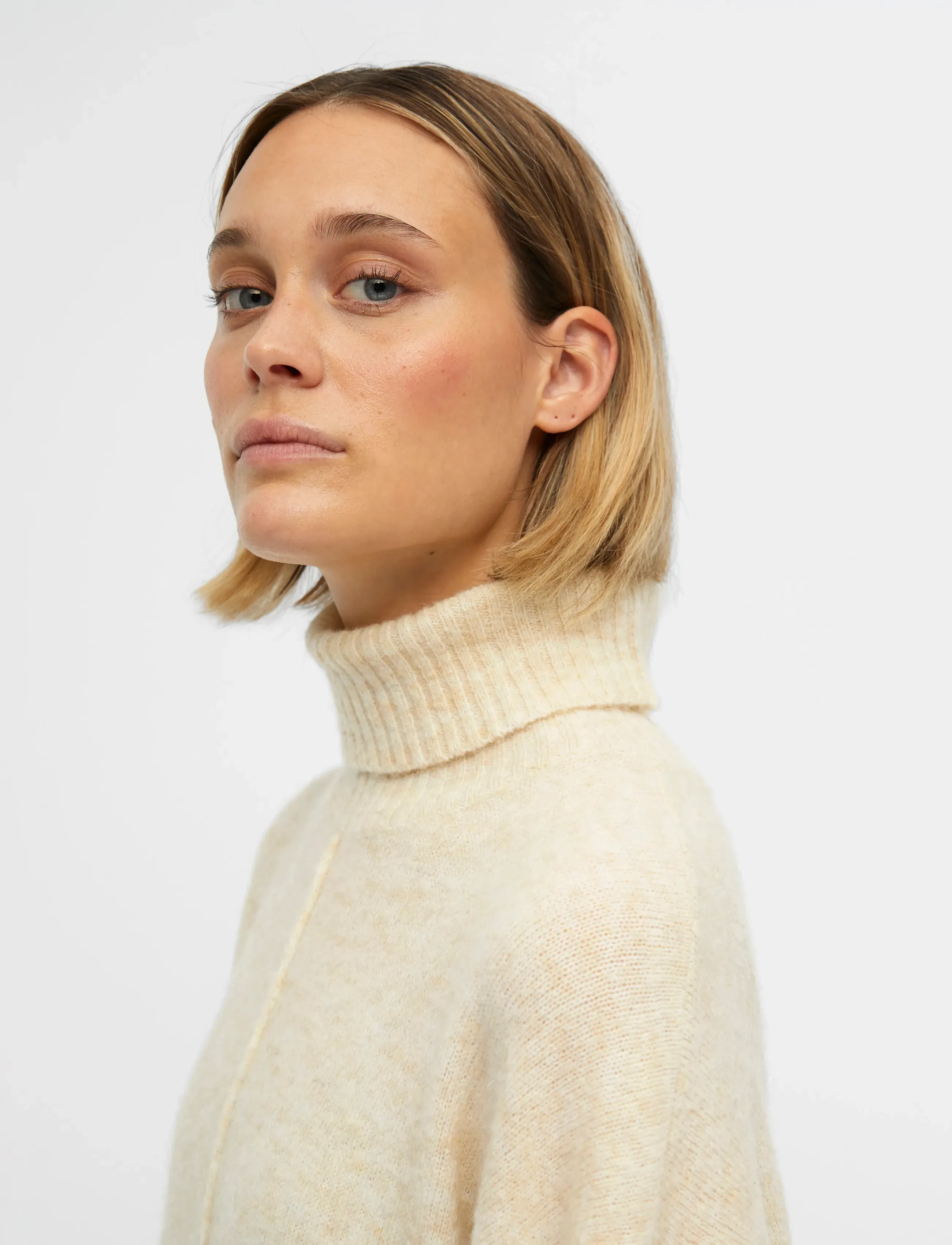 Object - OBJABBIE L/S KNIT DRESS PB12 - strikkjoler - sandshell - 4